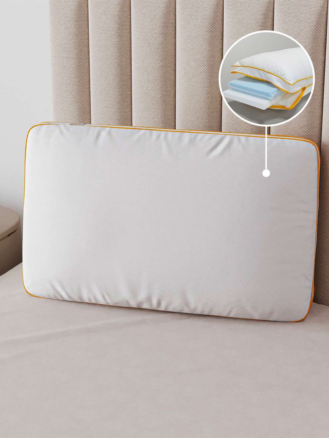 SleepyCat White Solid Polyester Lightweight Medium Memory Foam Sleep Pillow-40 x 66 x 7.62 cm