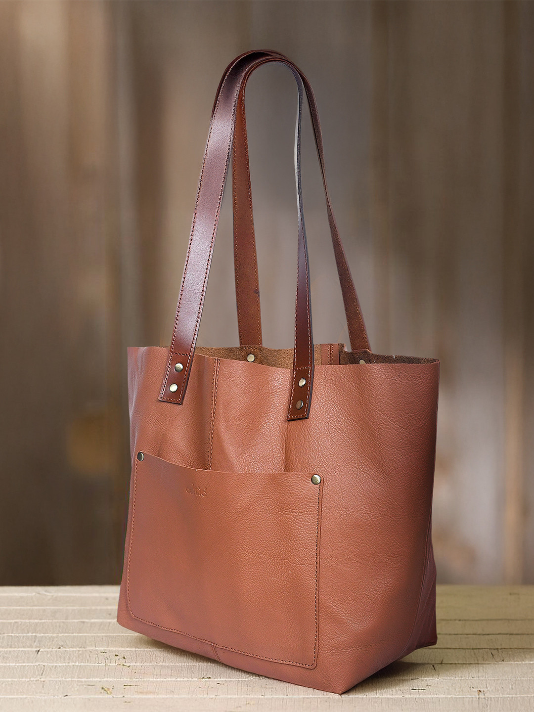 Celtic Textured Leather Shopper Tote Bag
