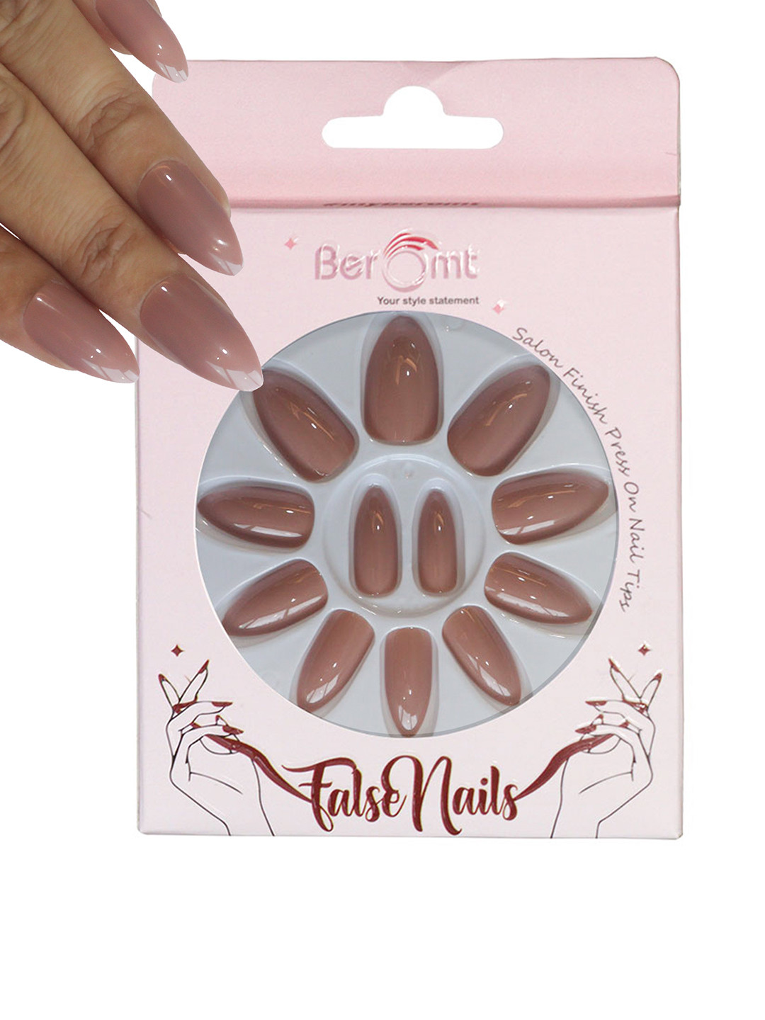 BEROMT Set Of 16 Salon Finish Press On Nail Tip With Application Kit - Shade- 459