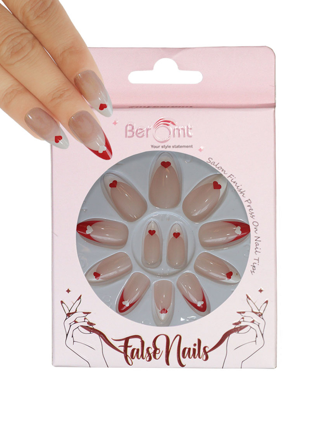 BEROMT Set Of 12 Salon Finish Press On Nail Tip With Application Kit - 357