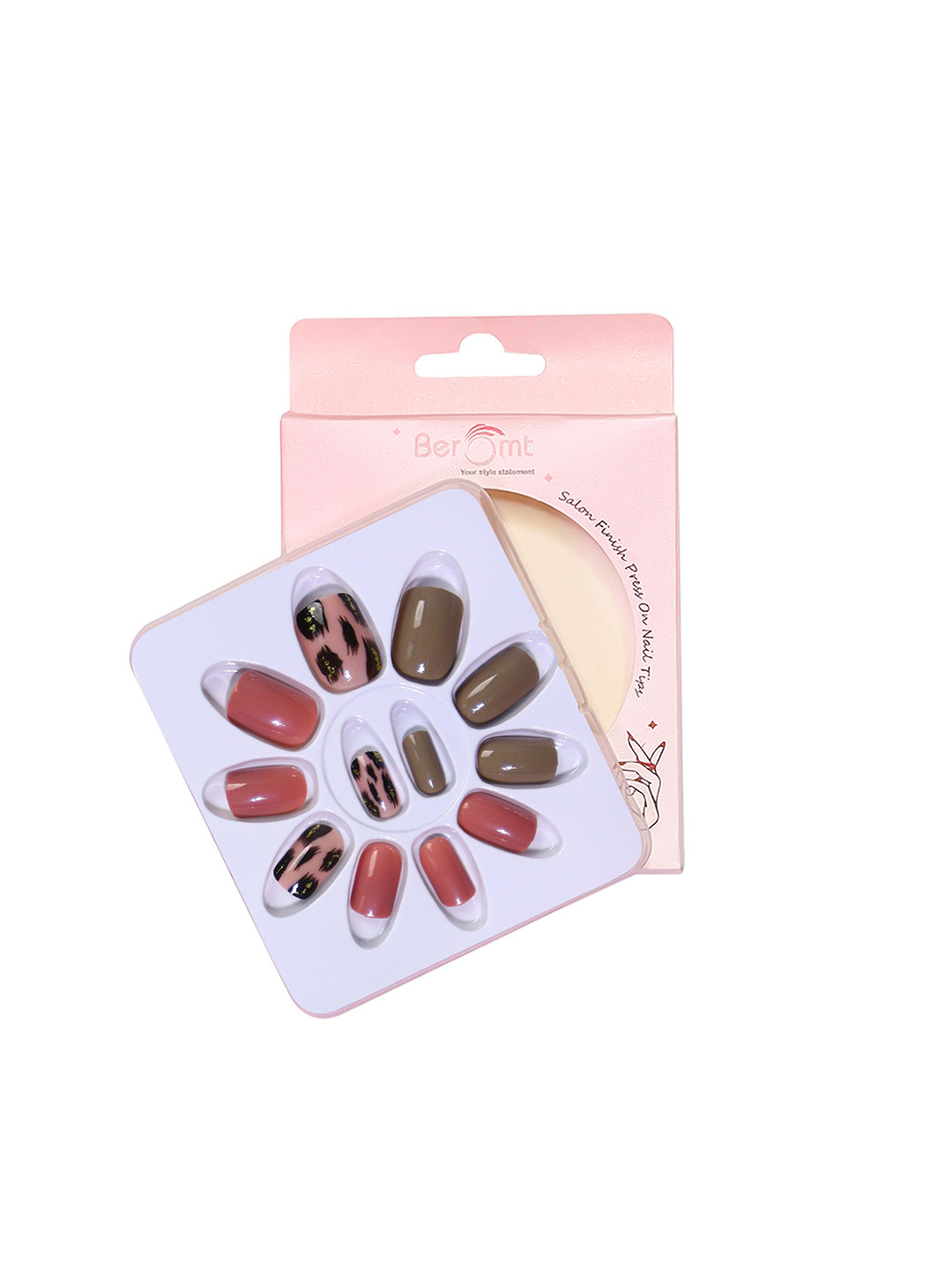 BEROMT Set Of 16 Jelly Stick On Nail Tip With Application Kit - BFN721CN