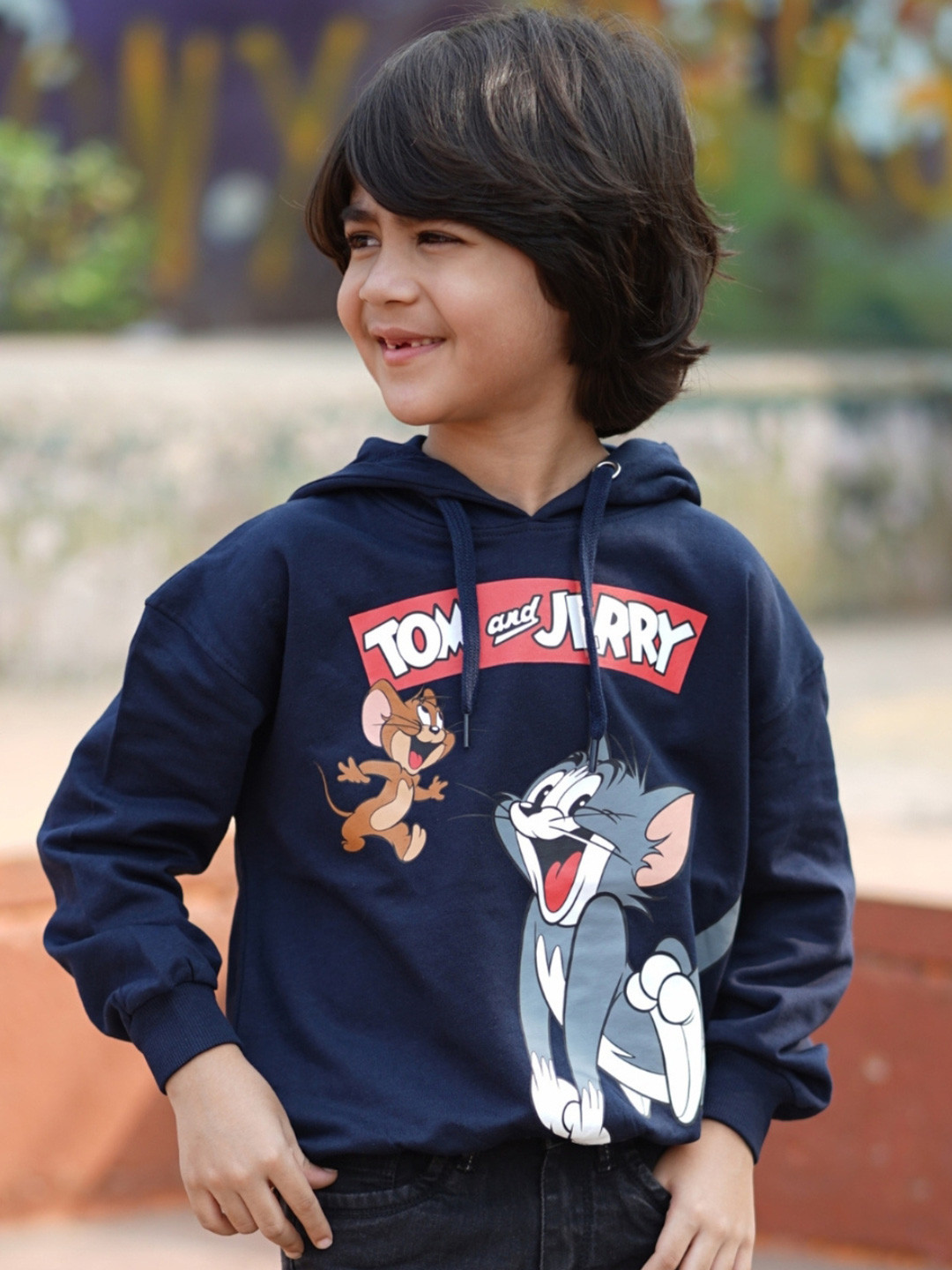 Nap Chief Kids Unisex Tom and Jerry Printed Cotton Hooded Sweatshirt