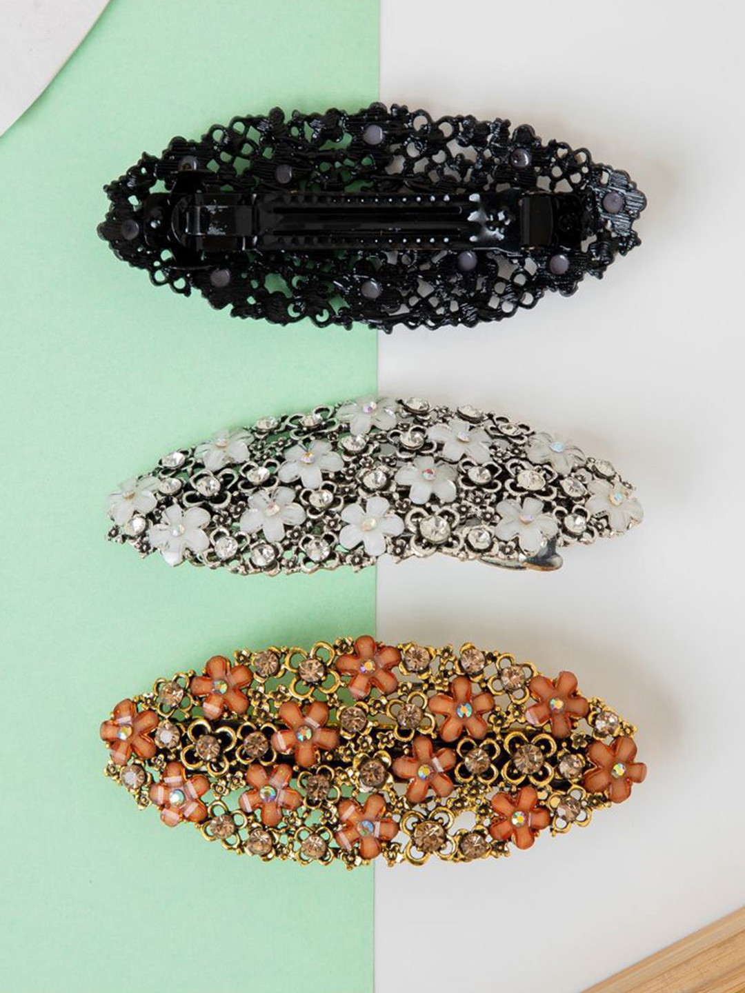 Radhu & Kabby Set of 1 Women Beaded French Barrette clip