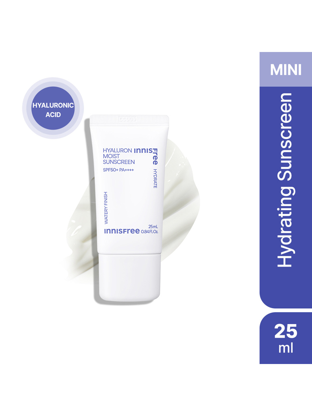 Innisfree Hyaluron Moist No White Cast Mini Sunscreen SPF50+ PA++++ - Watery Finish - 25ml