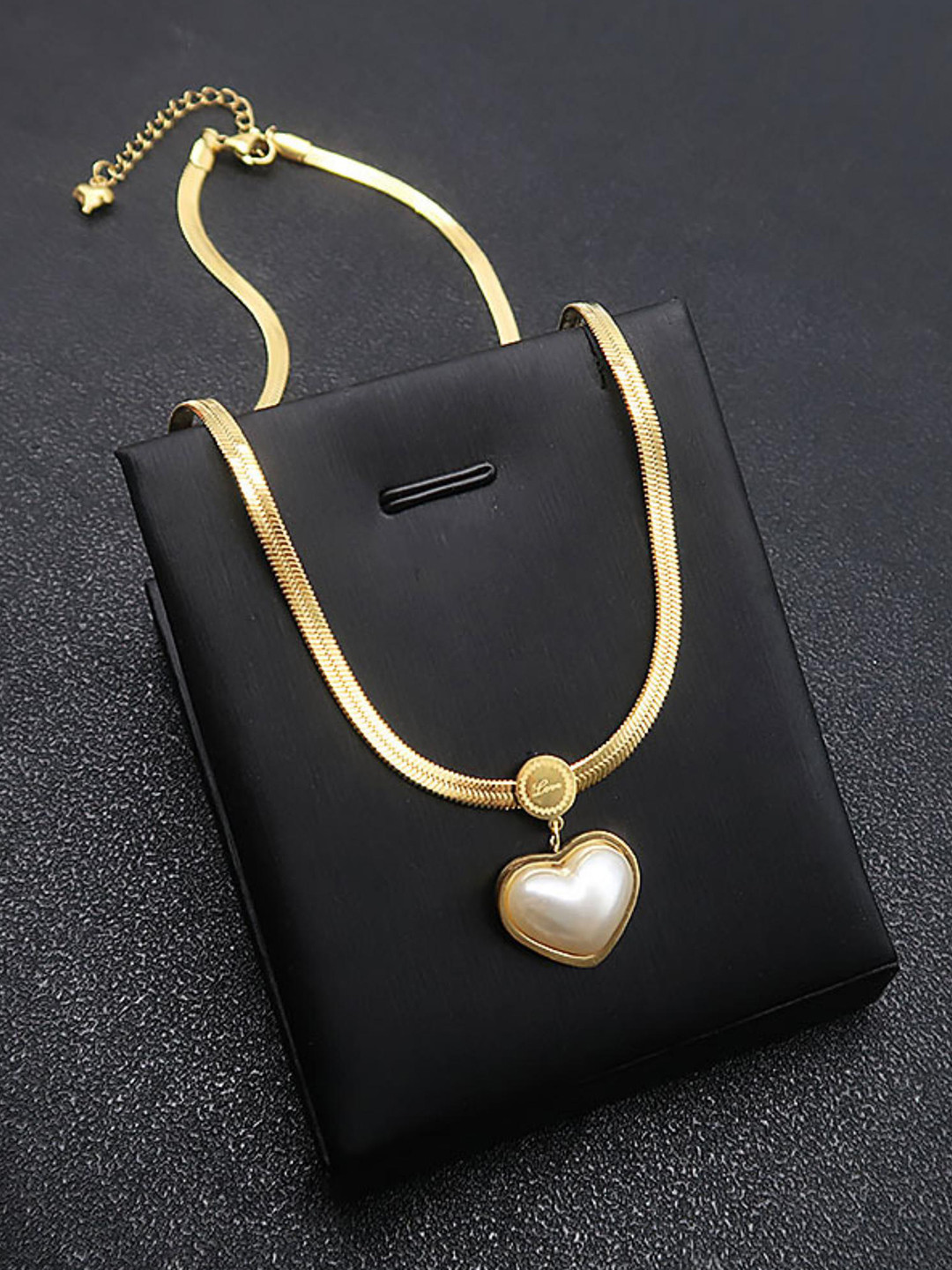 MYKI Gold-Plated Taking Stainless Steel Beaded Heart-Shaped Chain