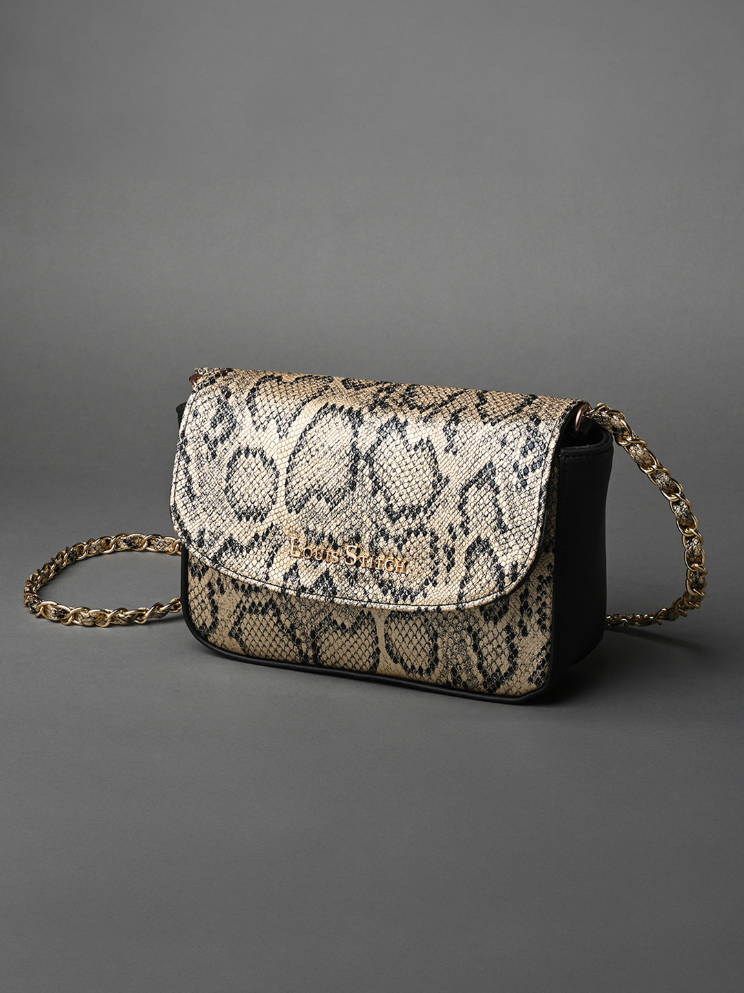 LOUIS STITCH Animal Textured PU Structured Sling Bag