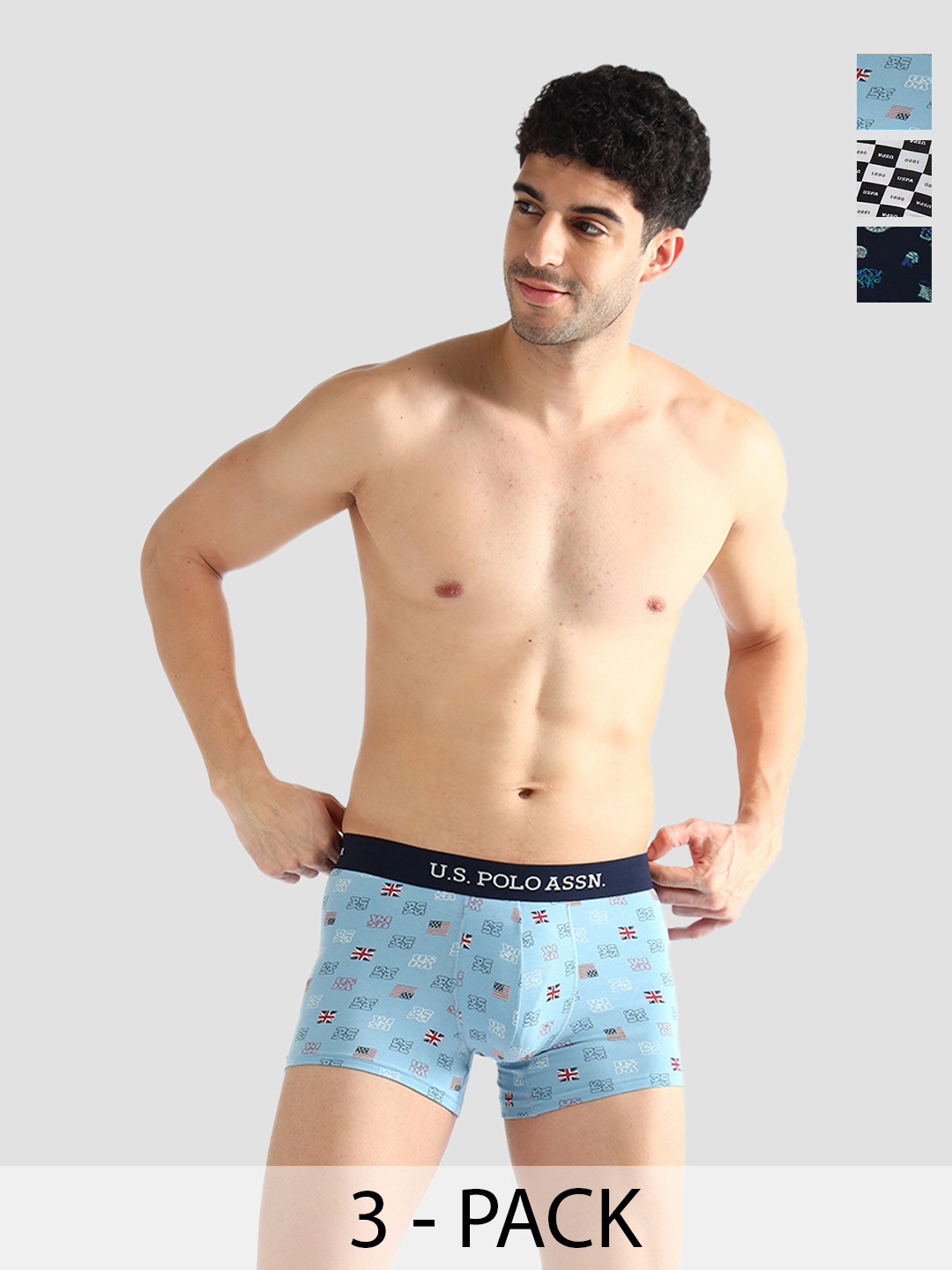 U.S. Polo Assn. Pack Of 3 Printed Short TrunksOET14-BNW-P3