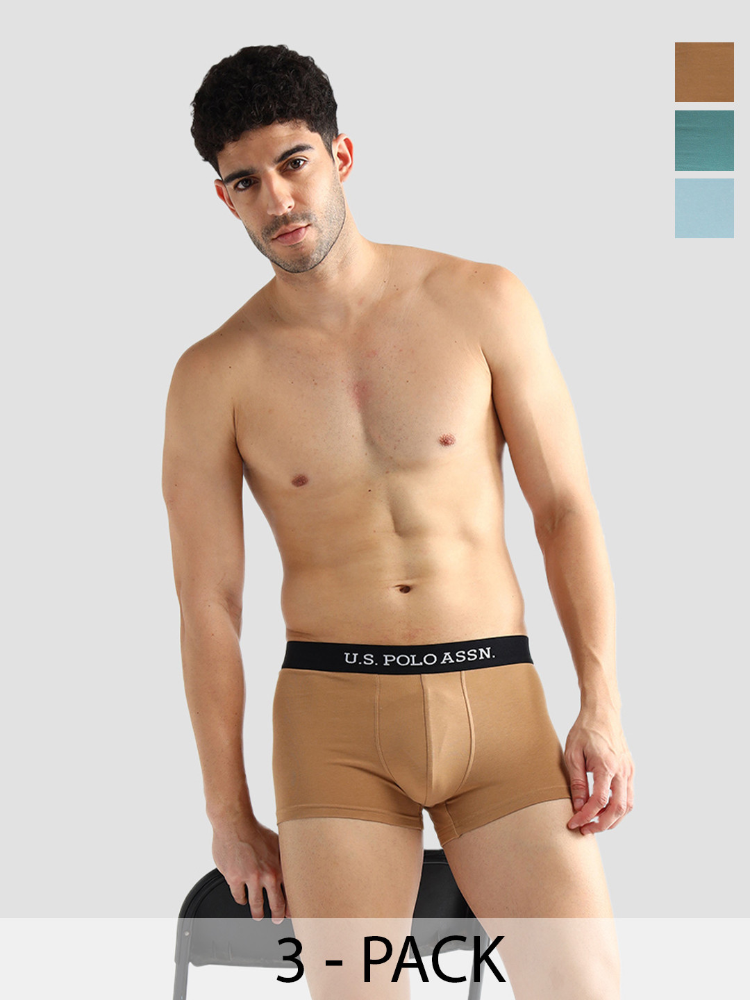 U.S. Polo Assn. Pack Of 3 Mid-Rise Breathability Short Trunk OET13-FBD-P3