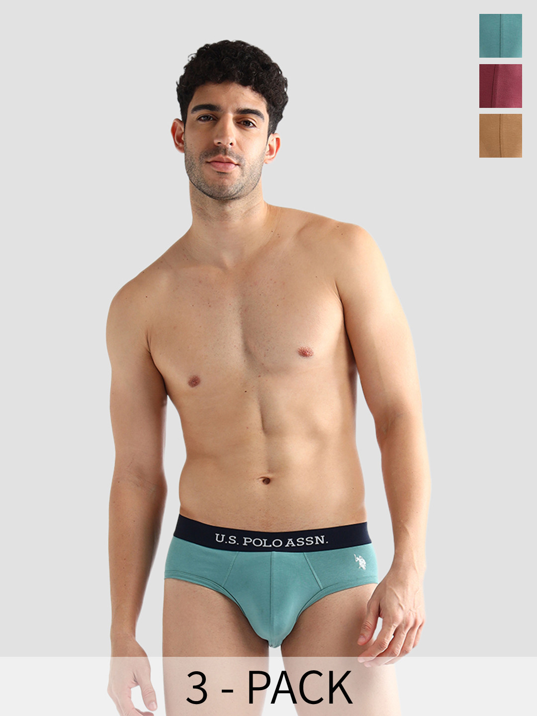 U.S. Polo Assn. Pack Of 3 Mid Rise Basic BriefsOEB13-FPD-P3