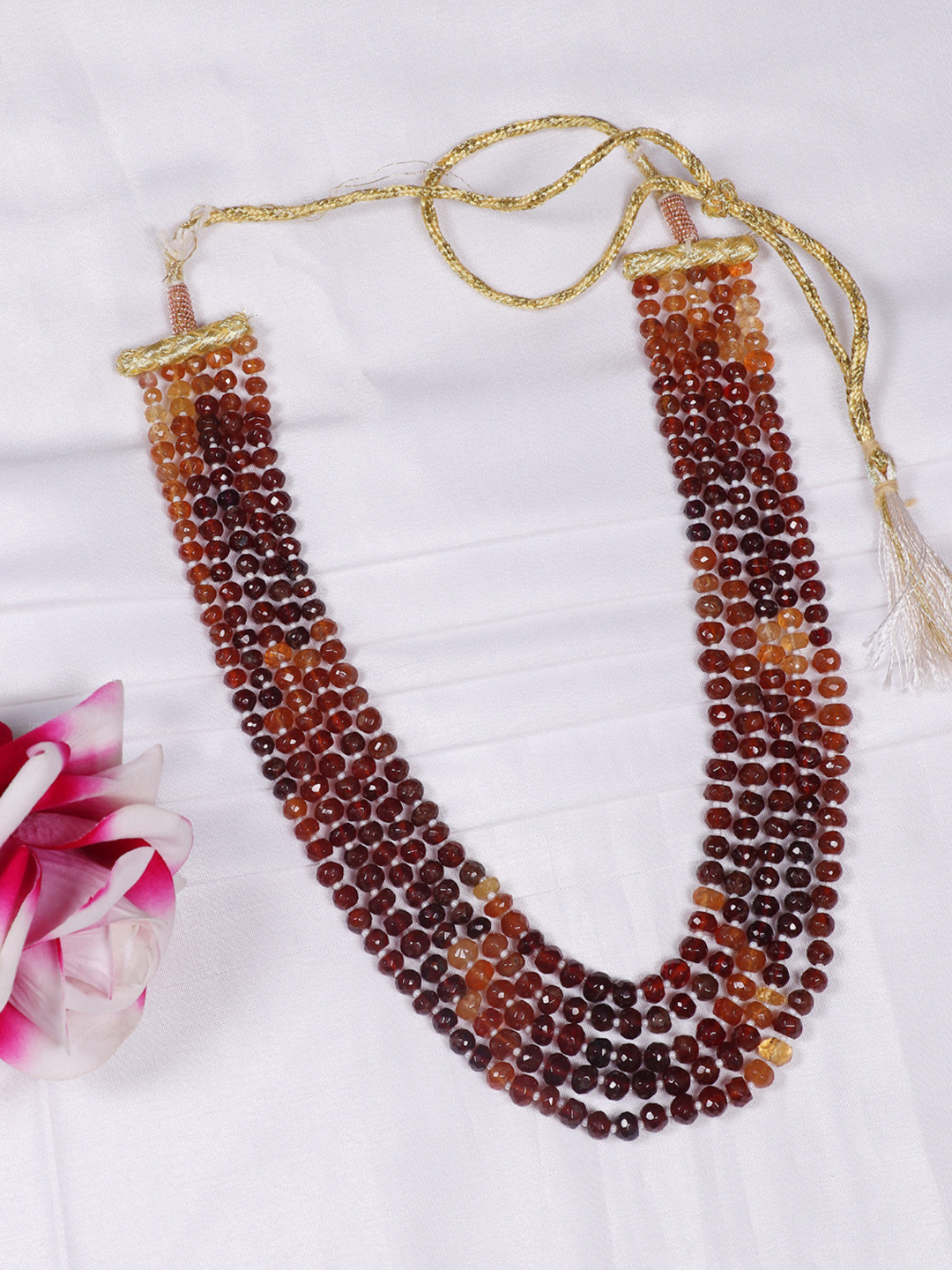 Raj Gems Sterling Silver Sapphire Carving Gemstone Beaded Statement Necklace