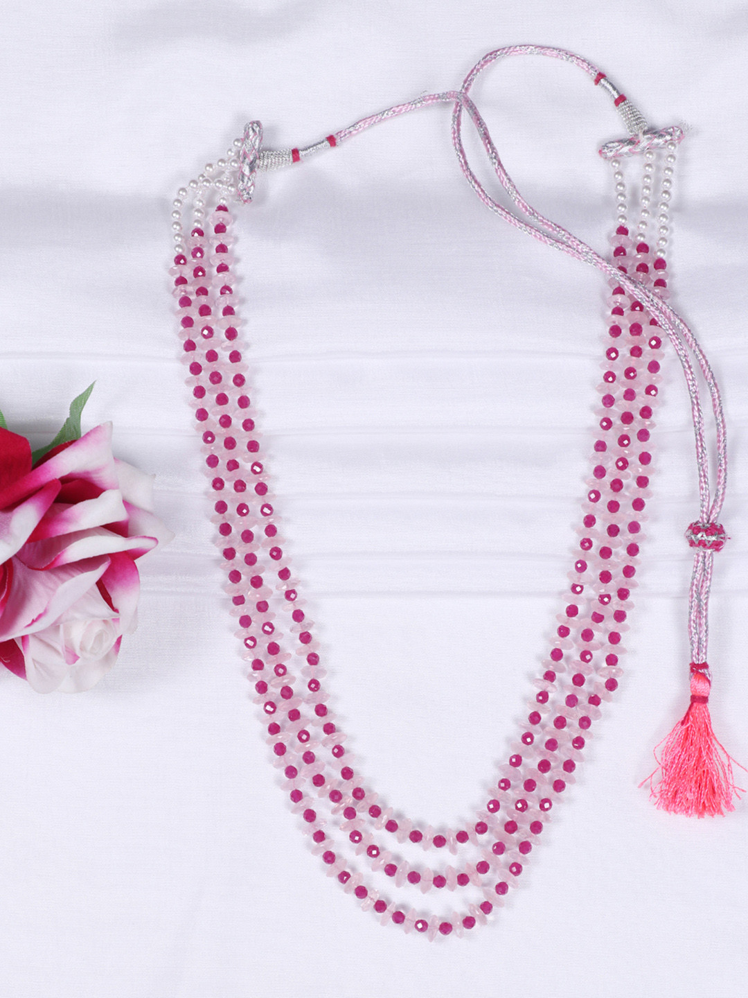 Raj Gems Sterling Silver Quartz & Pearl Gemstone Beaded Necklace