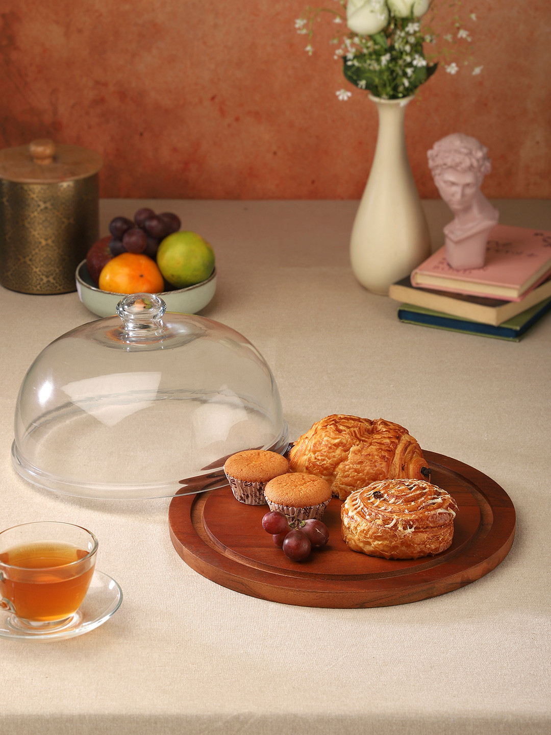 Ariya Brown Wooden Cake Dome Coasters
