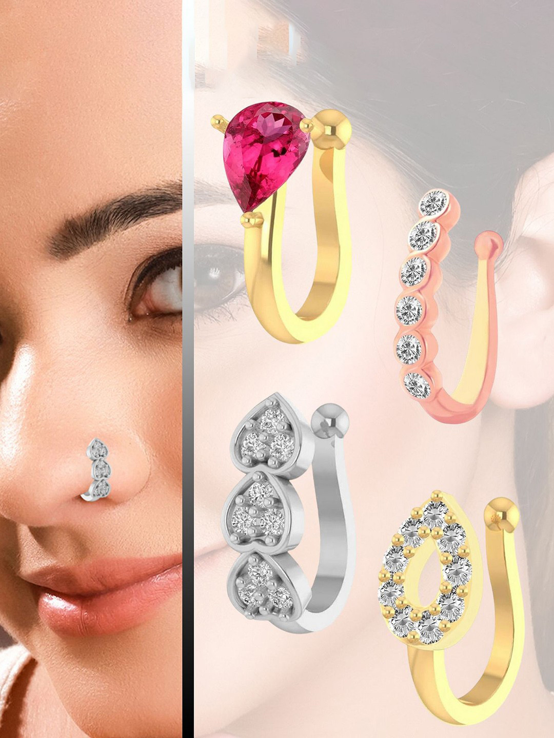 VAMA FASHIONS 4 Pcs Non-Piercing Clip