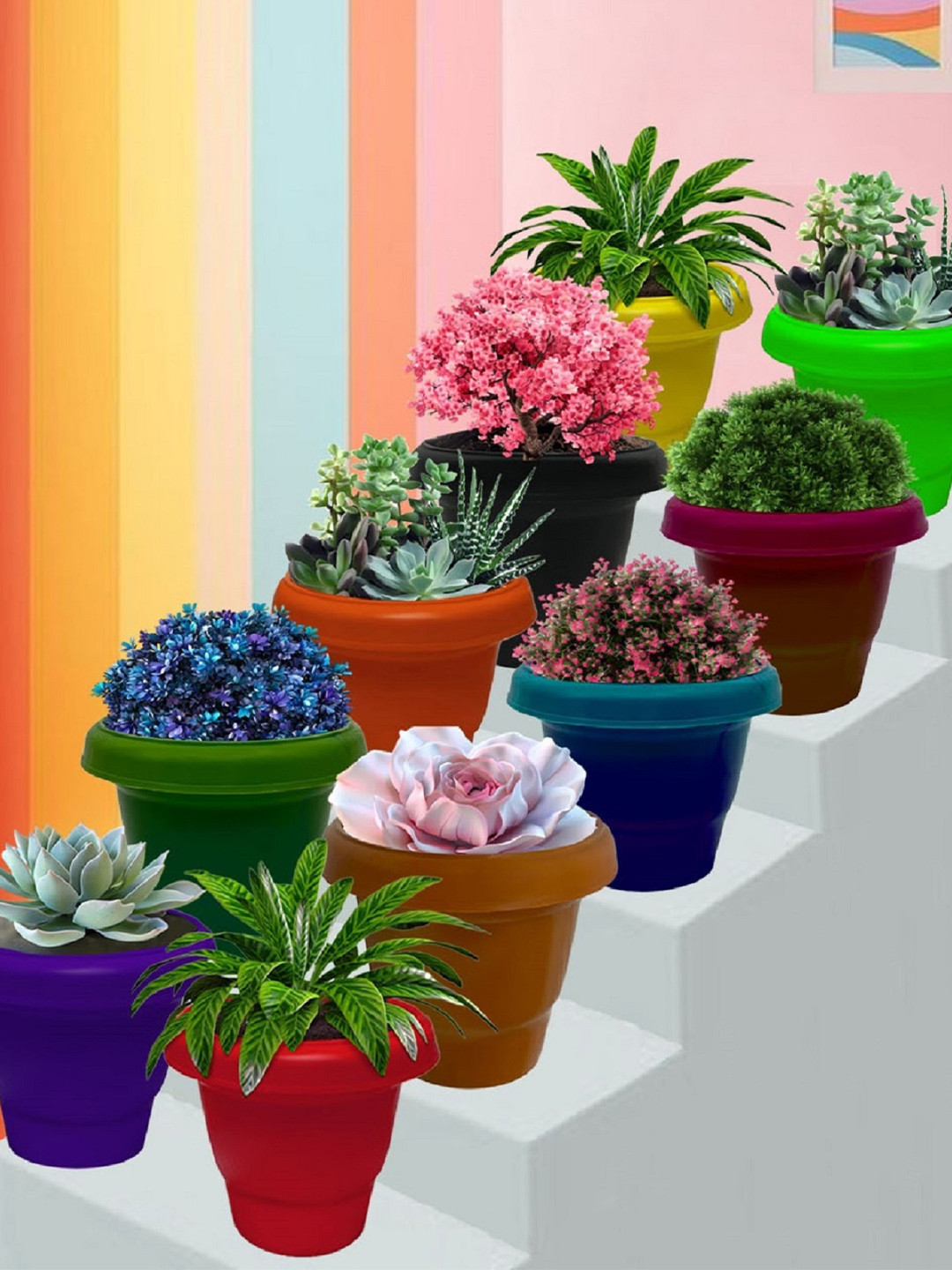 Urban Choice Red 10 Pieces Artificial Flower