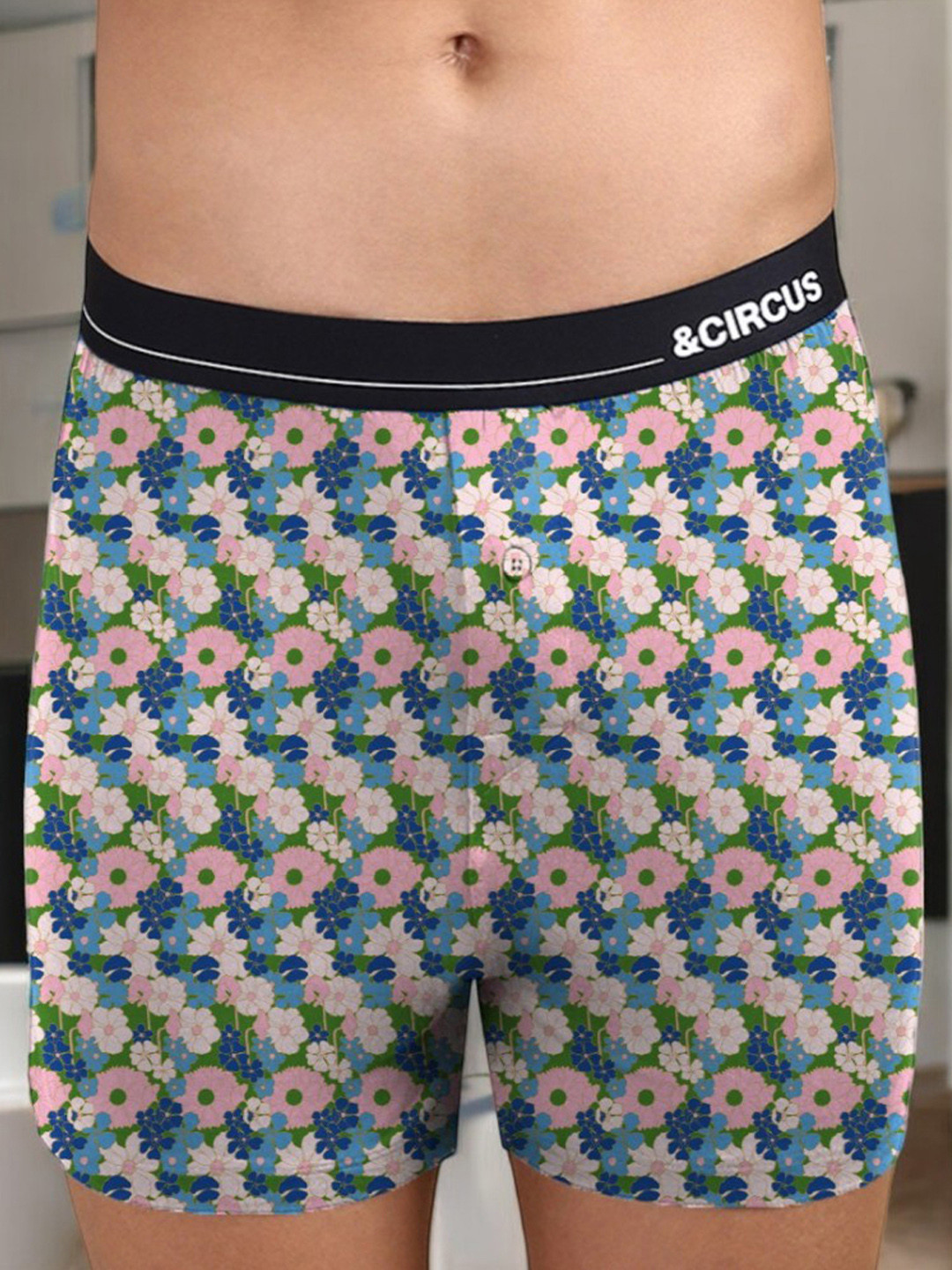 &CIRCUS Men Printed Modal Trunks with Button Fly