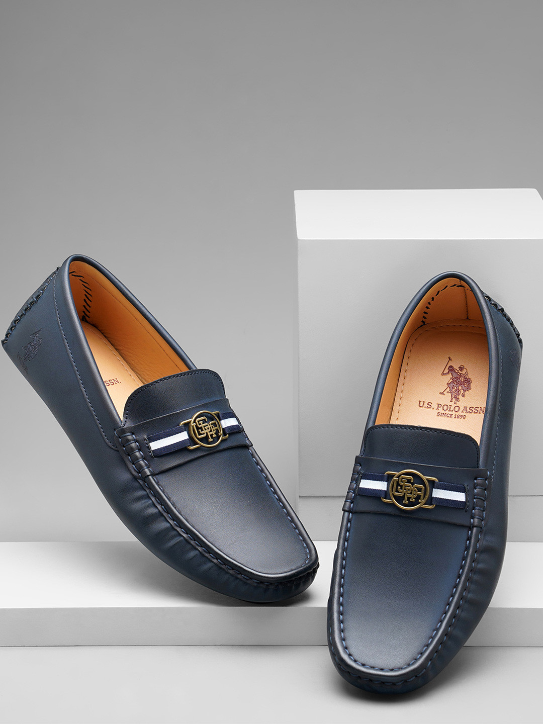 U.S. Polo Assn. Men  PU Loafers with tape and Metal trim