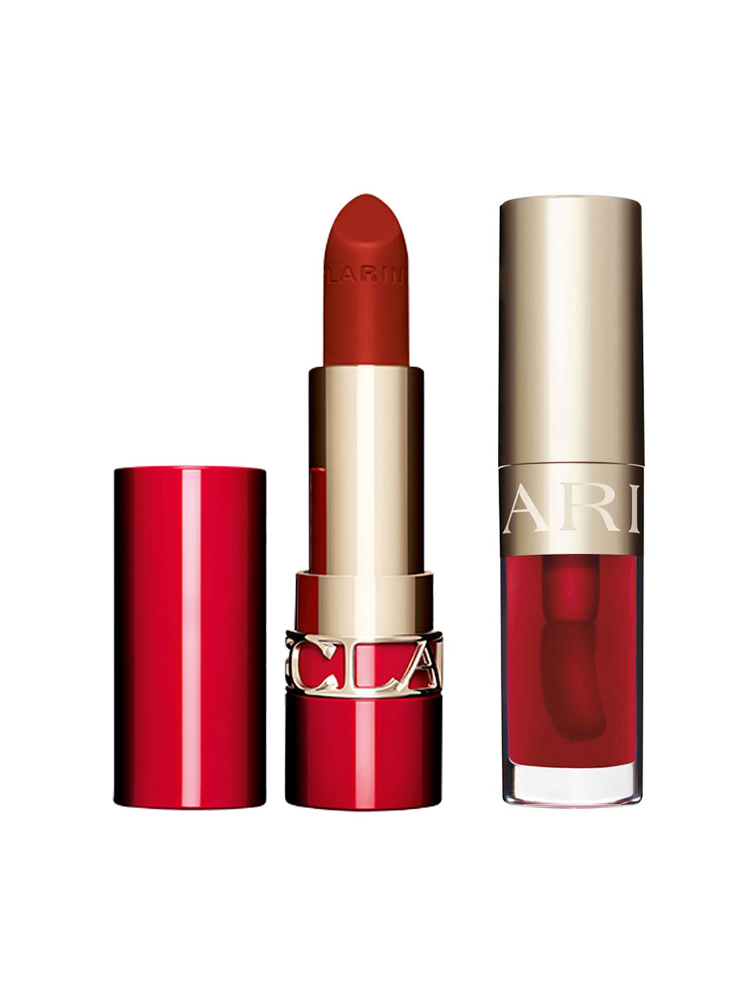 CLARINS Set of Lip Comfort Oil - Strawberry 08 & Joli Rouge Velvet Matte Lipstick - 782V
