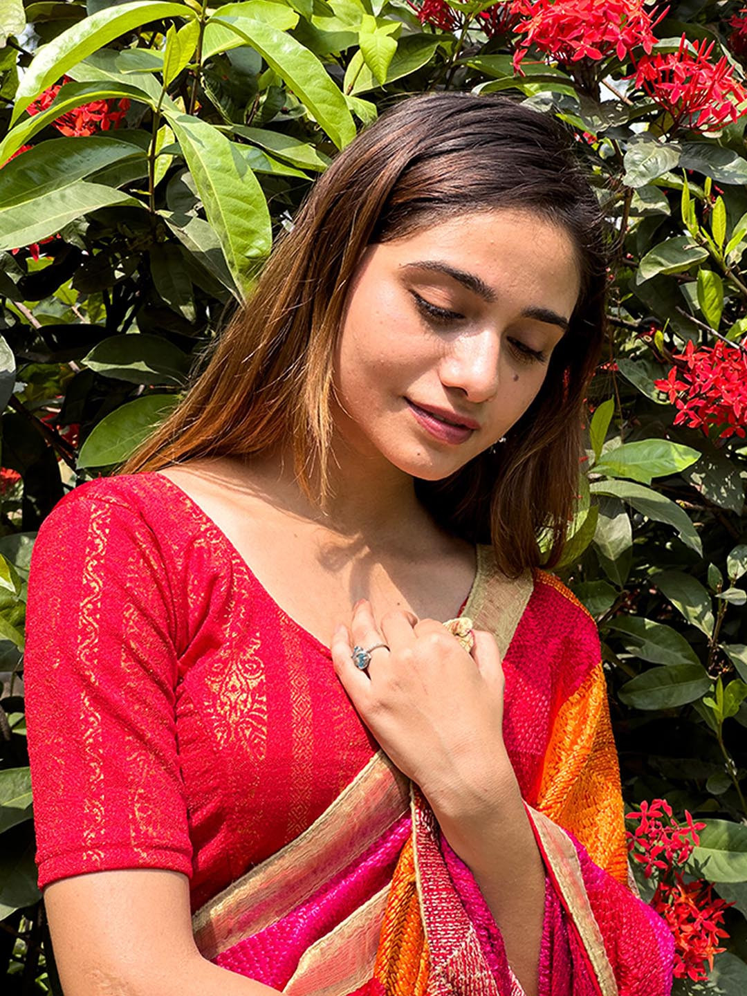 Bindigasm's Advi Women Embellished Stretchable Slip On Blouse