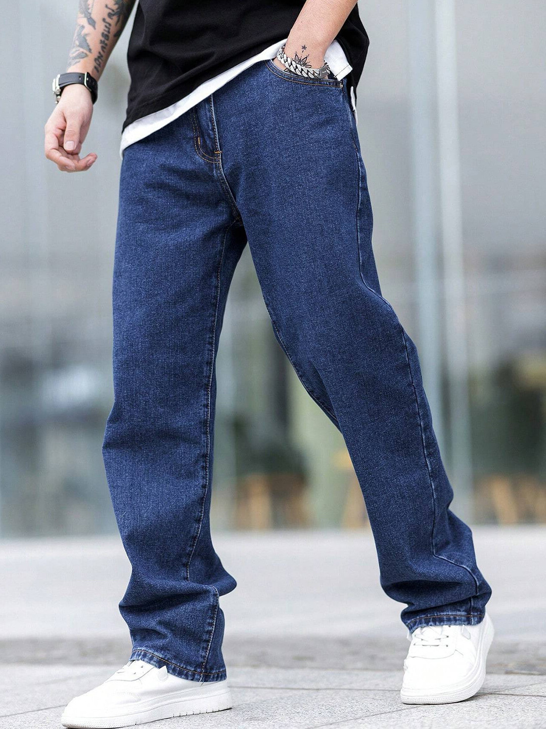 DENIMLOOK Men Baggy Loose Fit Mid-Rise Stretchable Jeans