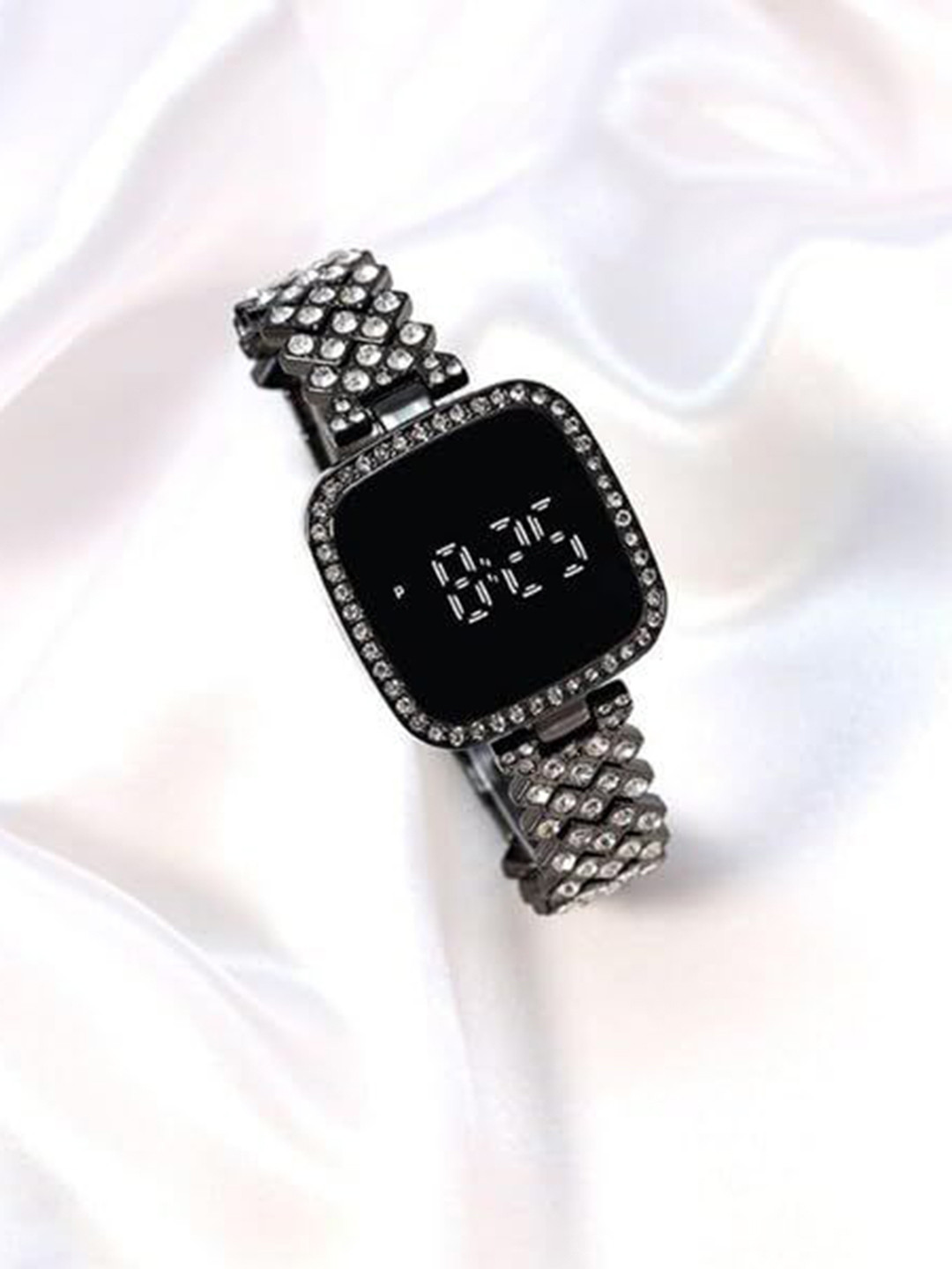 SWADESI STUFF Women Dial & Straps Digital Automatic Watch SQUARE METAL BLACK LED WOMEN