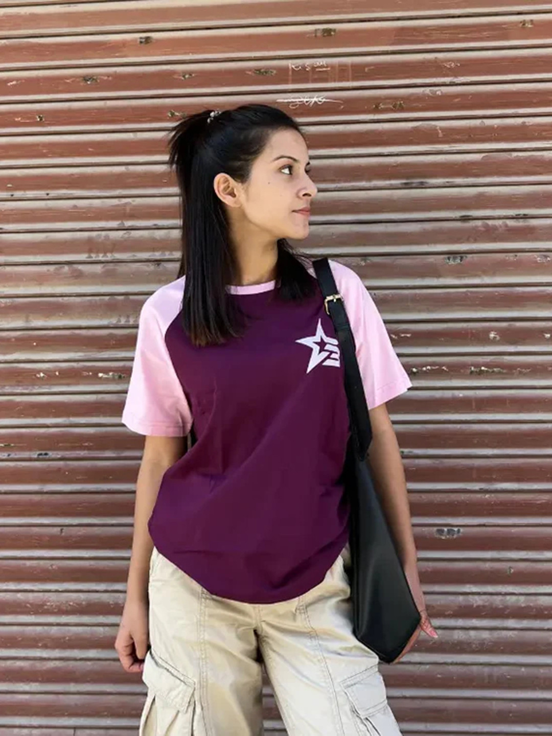 Love Dky Women Colourblocked Printed Cotton Round Neck Top