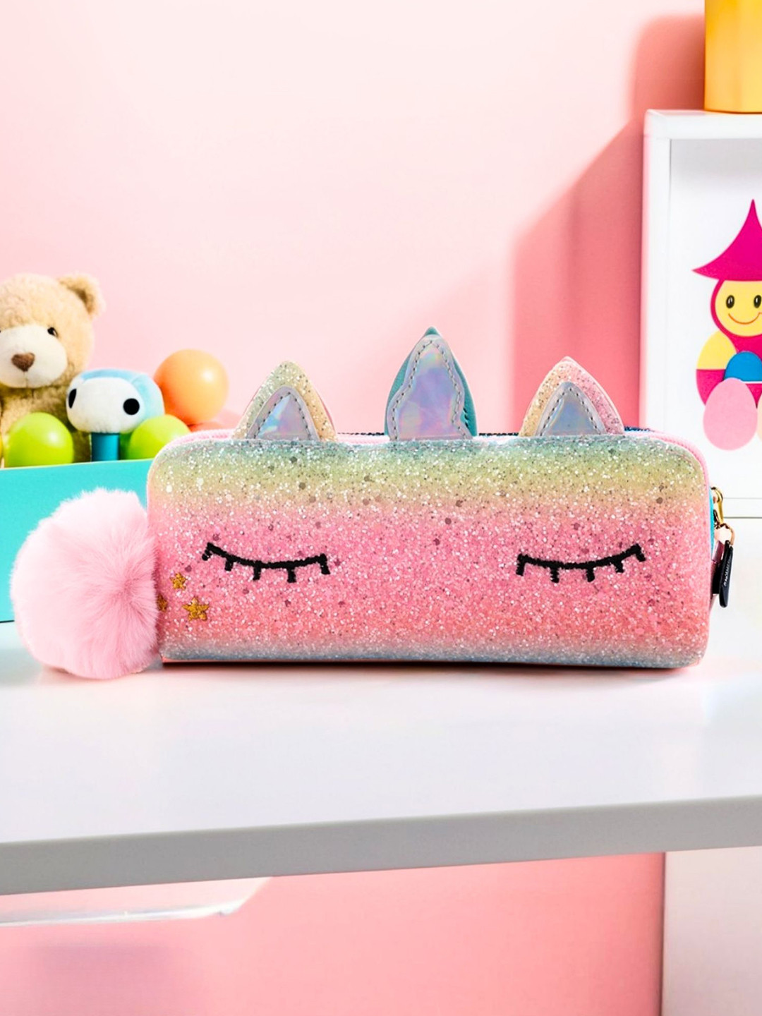 Tinker Squad Cute Playful Unicorn Shimmering Pink Pencil Stationery Case