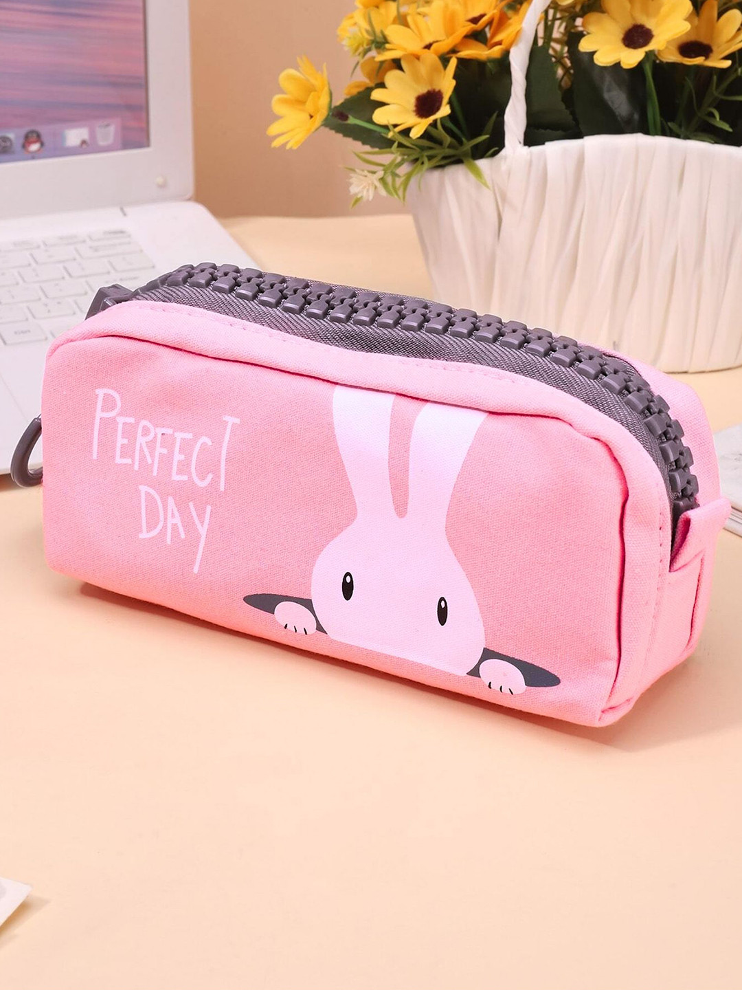 Tinker Squad Big Zipper Playful Print Canvas Pink Pencil Teens Stationery