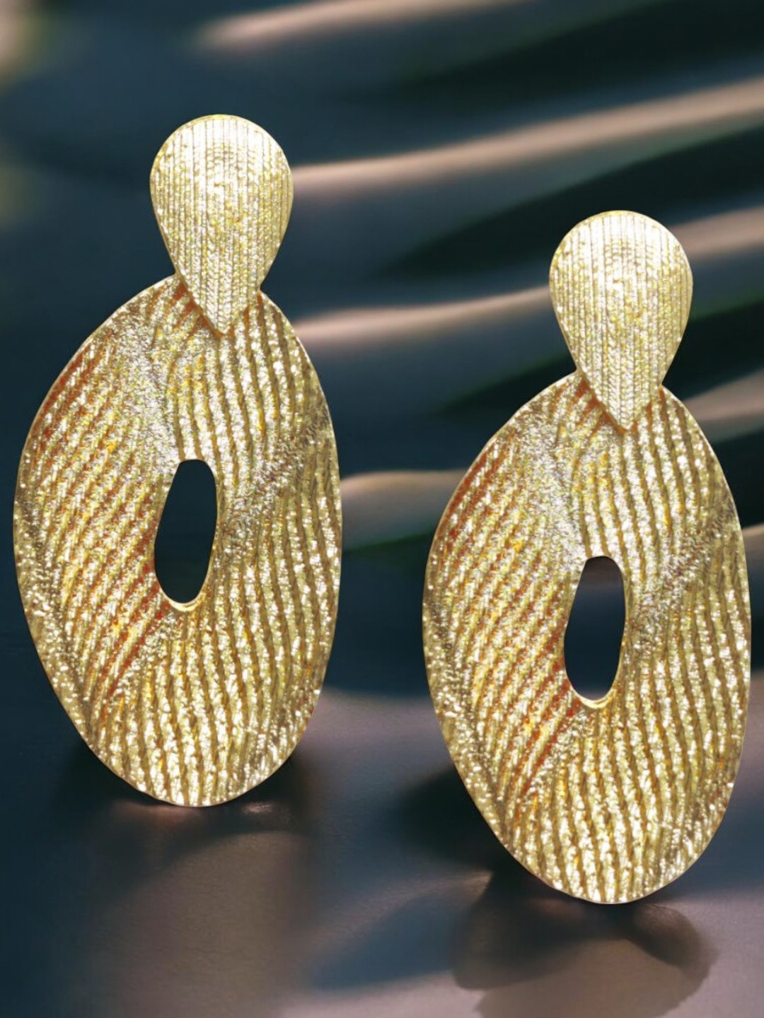 DressBerry Oval Textured Drop Earrings