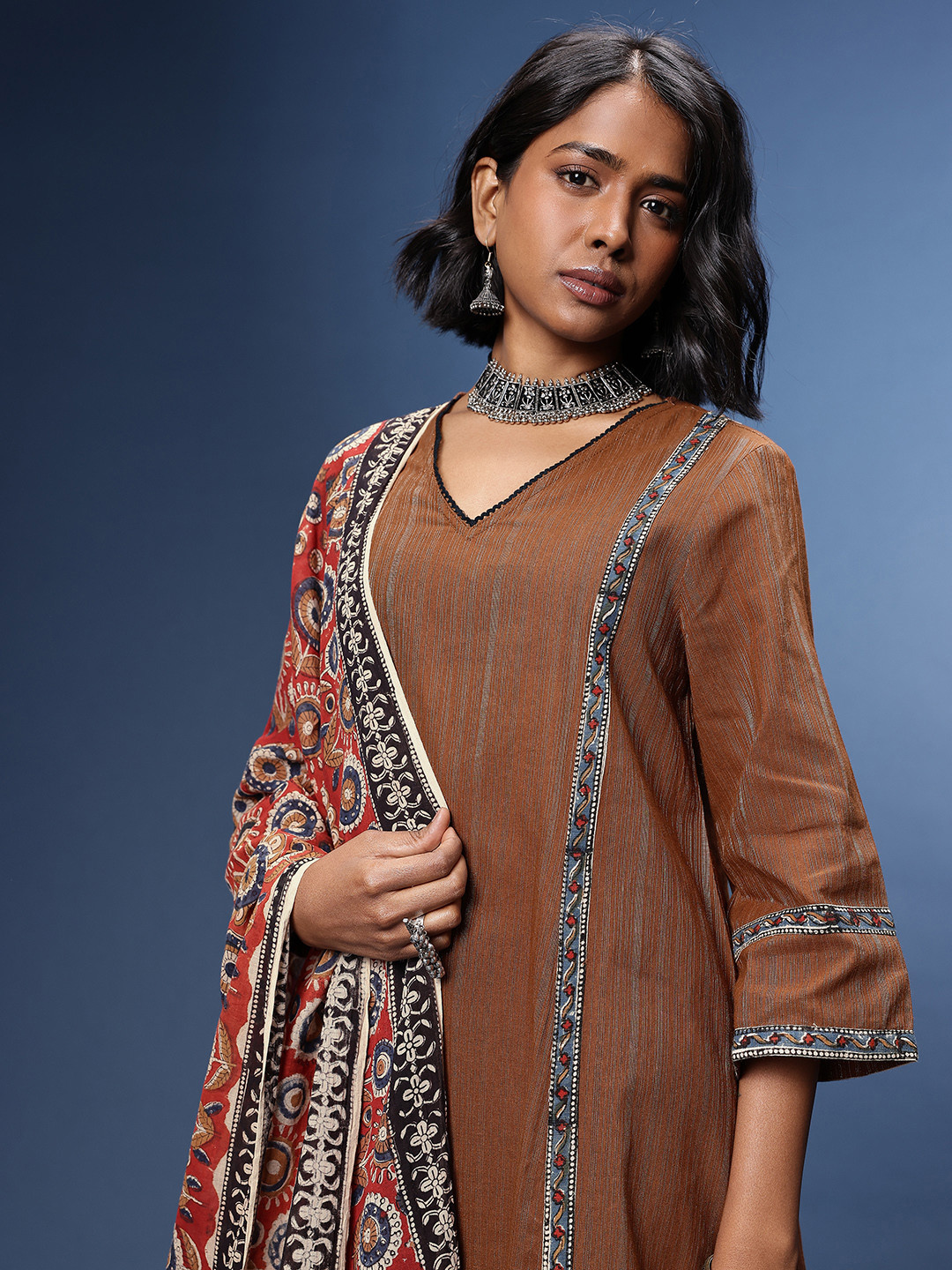 Taavi Bagru Indie Prints Pure Cotton Kurta with Trousers & Dupatta