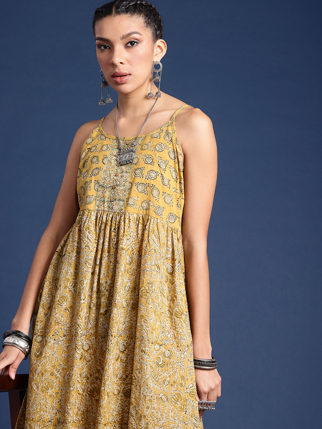 Taavi Ethnic Printed Pure Cotton Kalamkari Ethnic Dresses