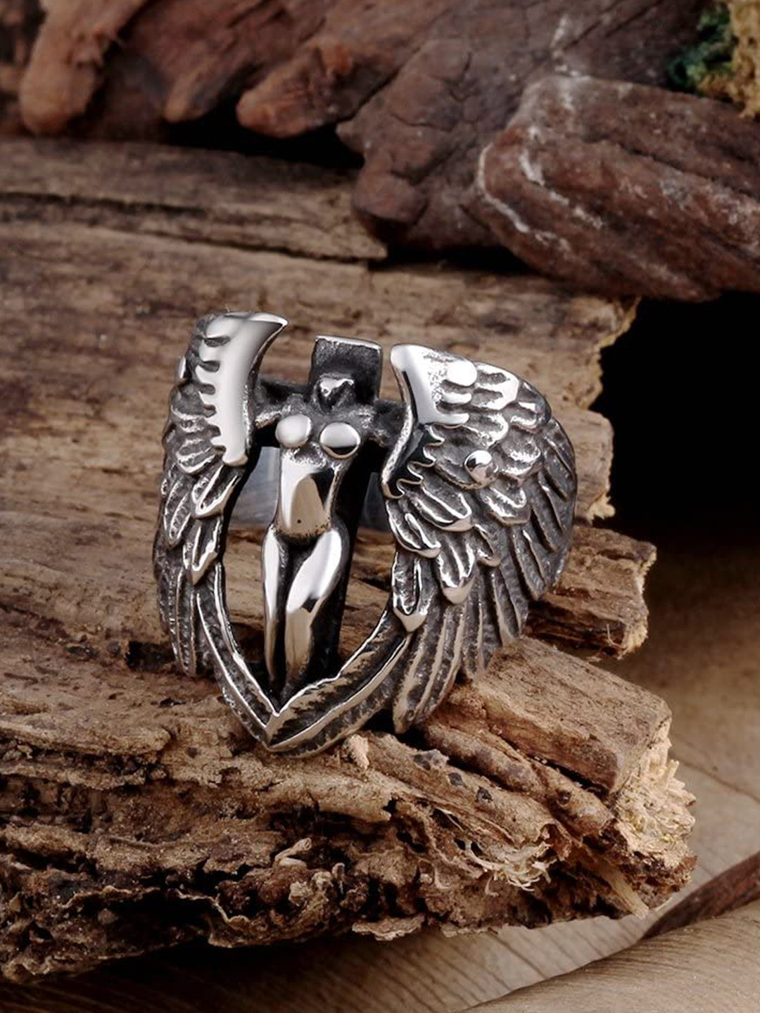 fabula Men Stainless Steel Eagle Soul Tough Finger Ring