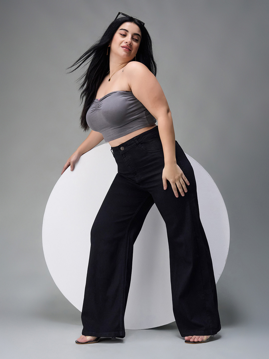 Miss Chase A+ Plus Size Women Wide Leg High-Rise Stretchable Jeans