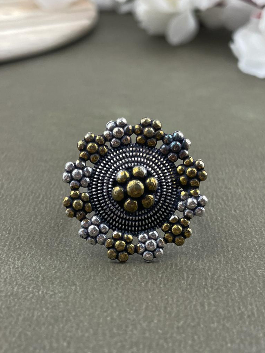 NAMAN ARTS Silver-Plated Adjustable Finger Ring