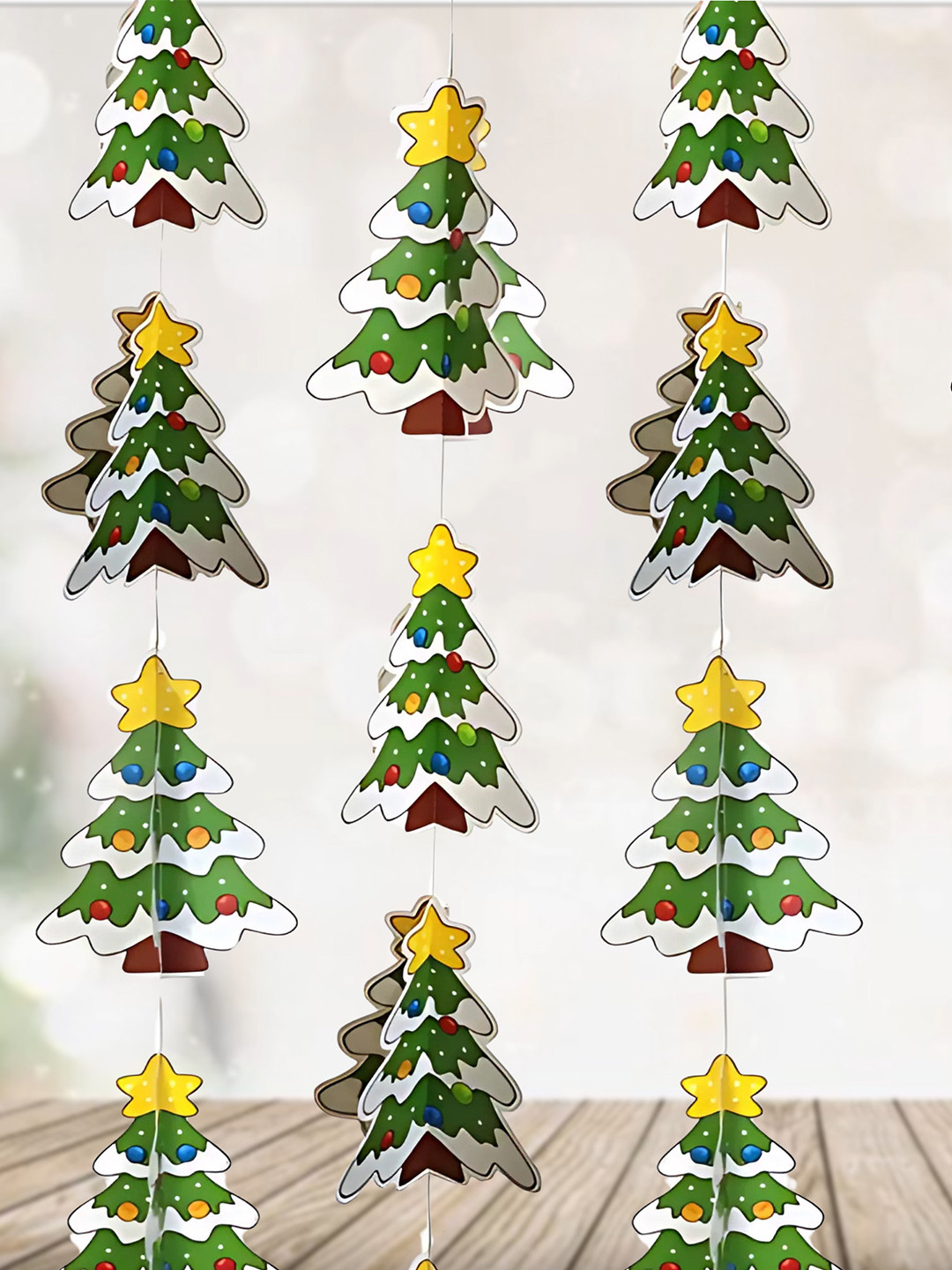 Special You Green & Yellow Set Of 4  Christmas Decor-Wall Hanging Tree Frill