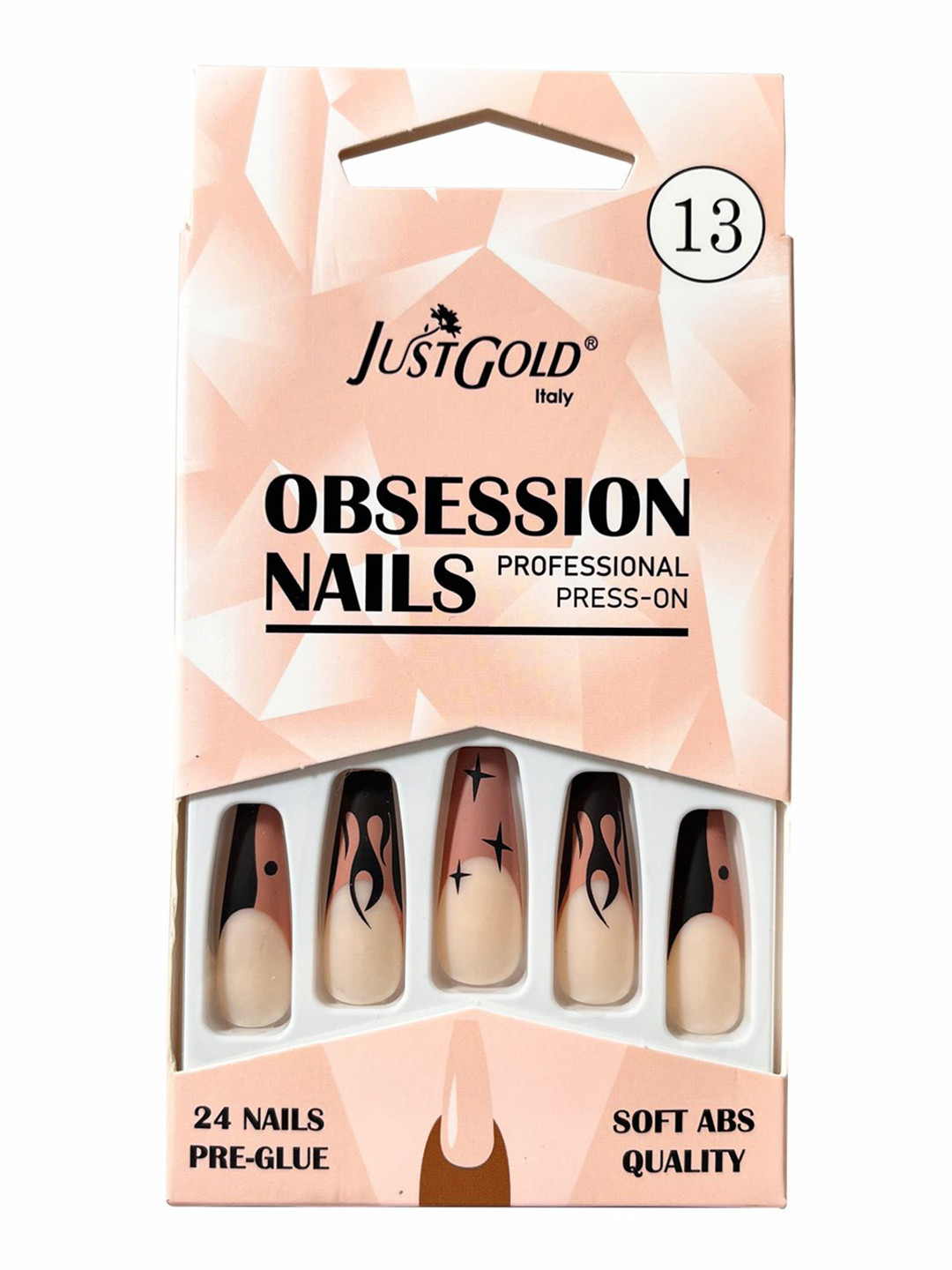 JUSTGOLD Set Of 24 Professional Obsession Press On Pre Glued Nails - Shade 13