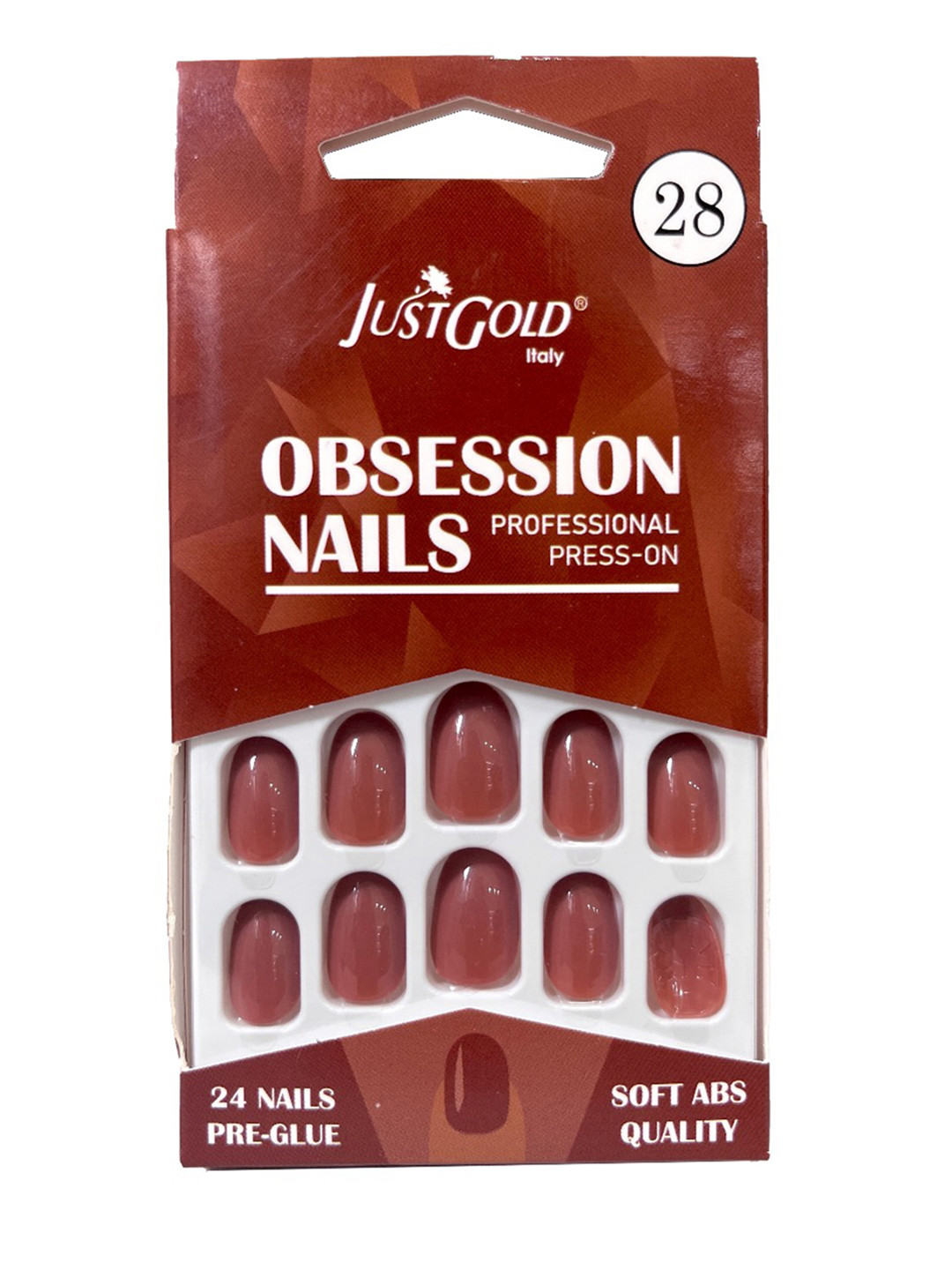 JUSTGOLD Set Of 24 Professional Obsession Press On Pre Glued Nails - Tan 28
