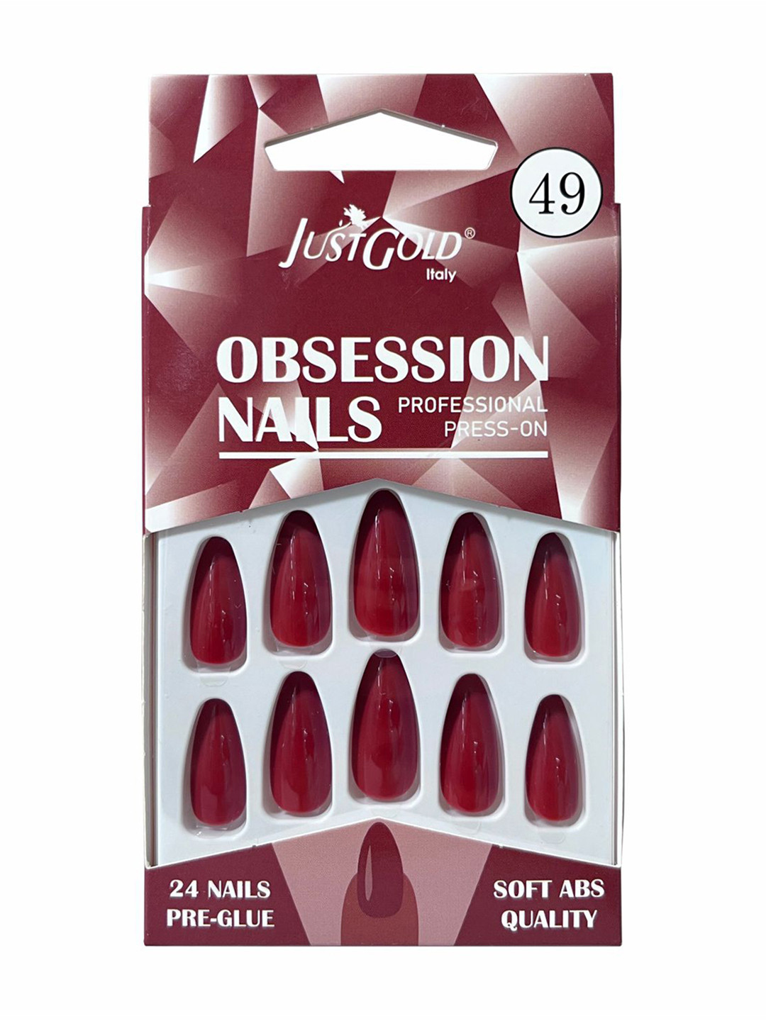 JUSTGOLD Set Of 24 Professional Obsession Press On Pre Glued Nails - Shade 49