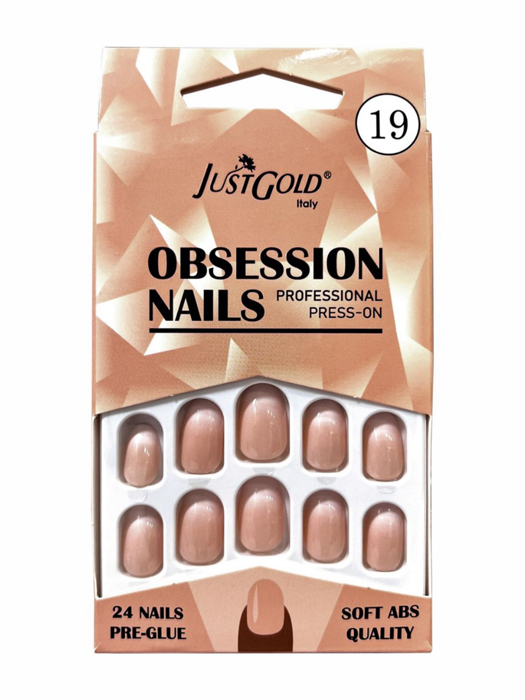 JUSTGOLD Set Of 24 Professional Obsession Press On Pre Glued Nails - Shade 19
