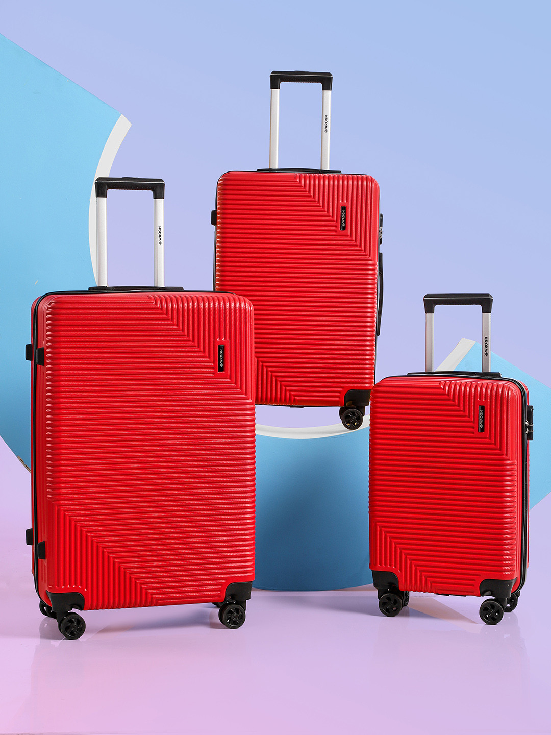 WROGN Set Of 3 Textured HRD Suitcase Trolley Bag- Cabin, Medium & Large