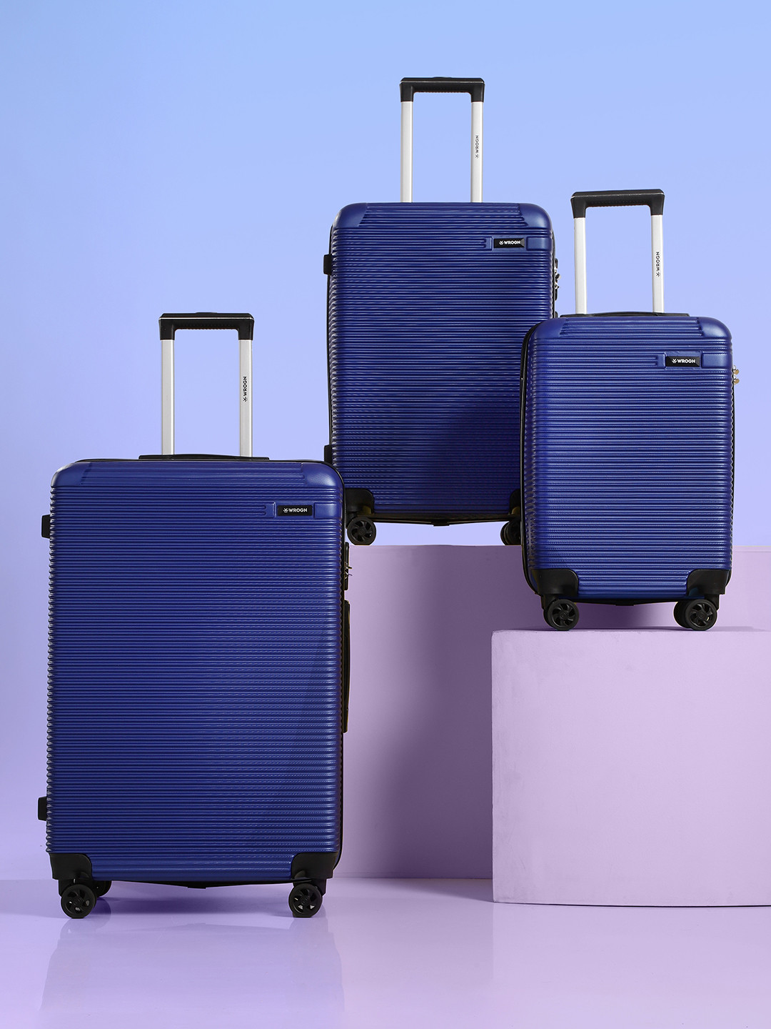 WROGN Unisex Set of 3 Hard Shell Trolley Suitcases-171.5L