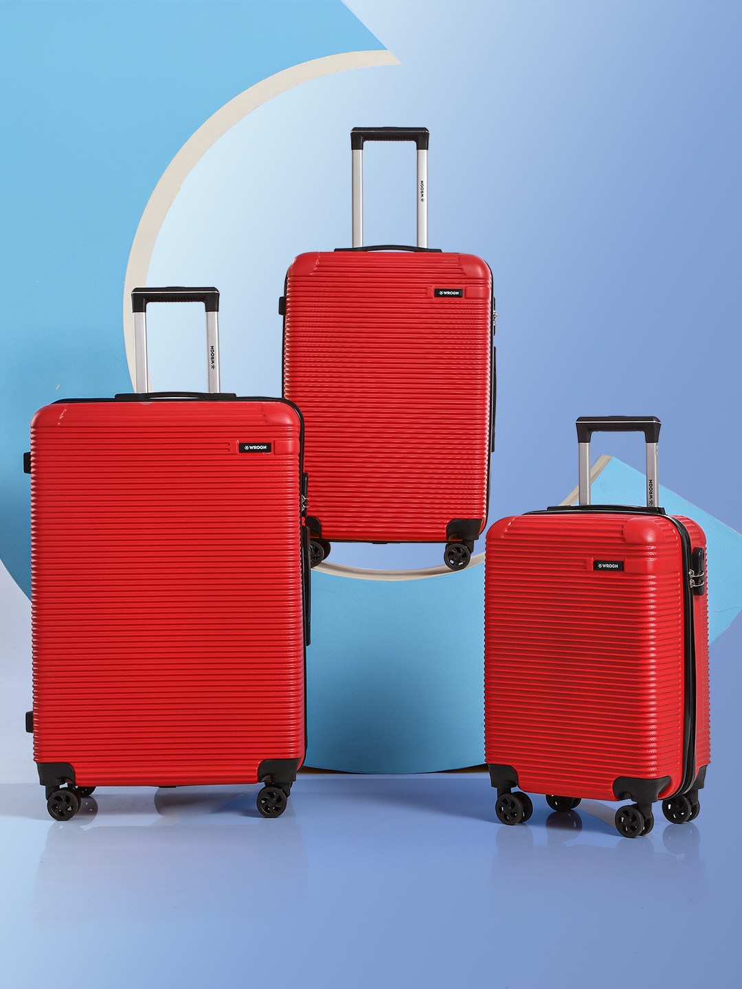 WROGN Unisex Set of 3 Hard Shell Trolley Suitcases-171.5L