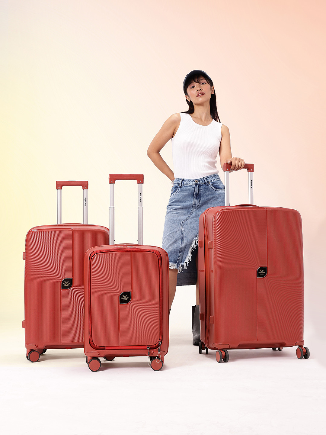 WROGN Unisex Set of 3 Hard Shell Trolley Suitcases