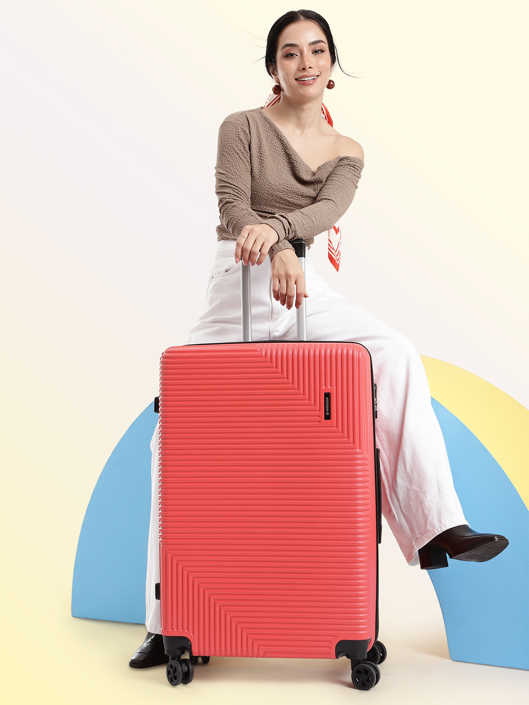 WROGN Unisex Textured HRD Large Hard Suitcase Trolley Bag- 80.2 L