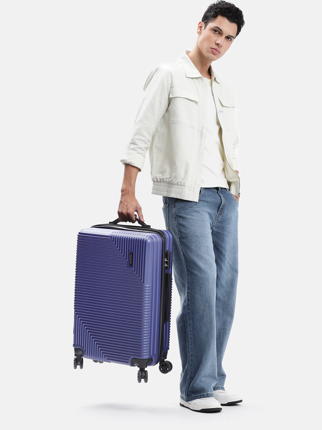 WROGN Textured Hard-Sided Medium Trolley Suitcase 55 L