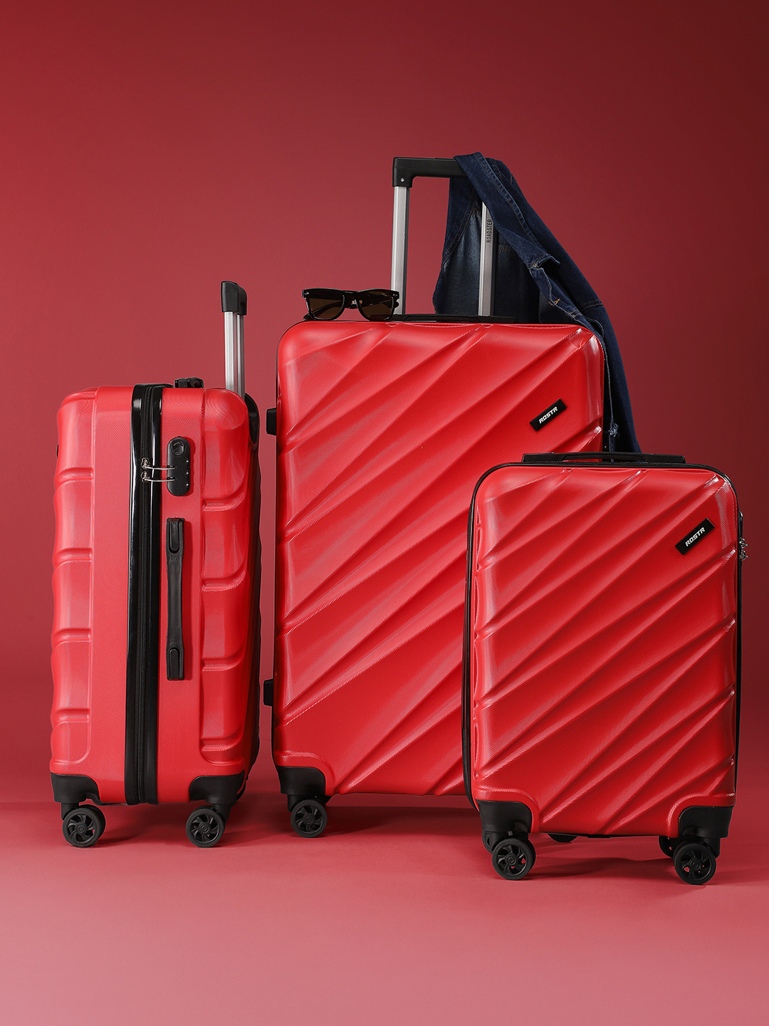 Roadster Set of 3 JOHN FTY Small-Medium-Large Trolley Suitcases