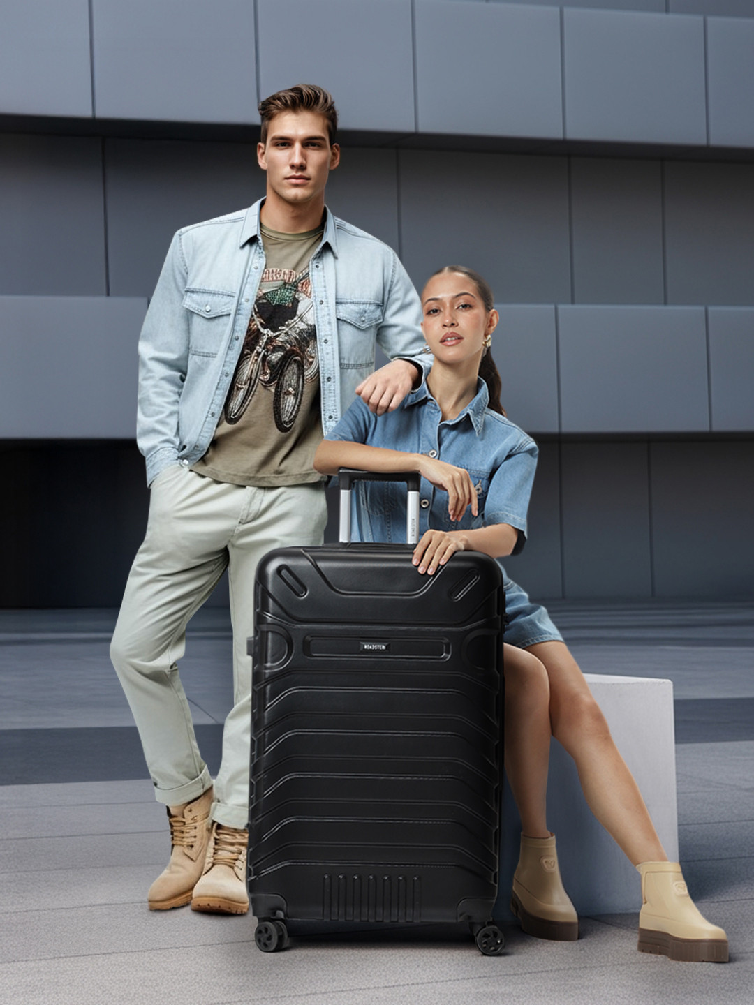 Roadster Unisex Textured HRD Large Hard Suitcase Trolley Bag- 80.2 L