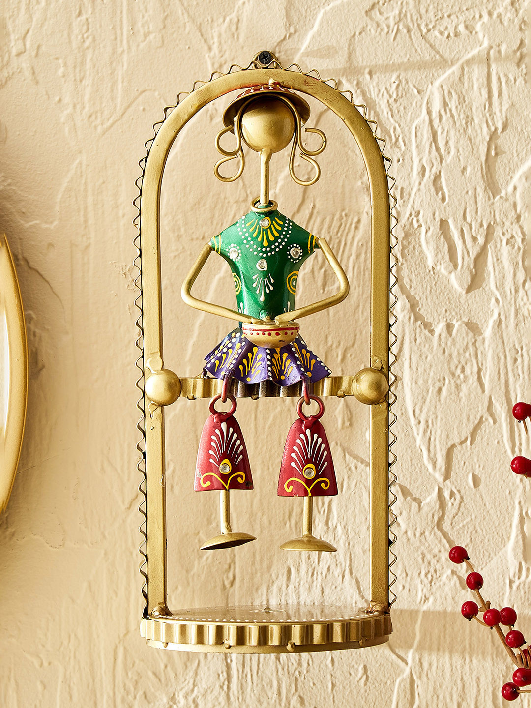 Home Centre Corsica Metal Glossy Hanging Hall Abstract Wall Decor-12.2In