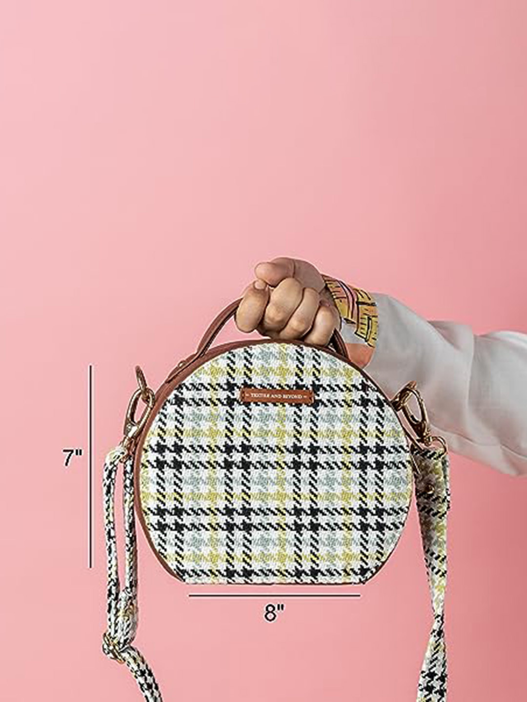 Textile and Beyond Leather Structured Sling Bag