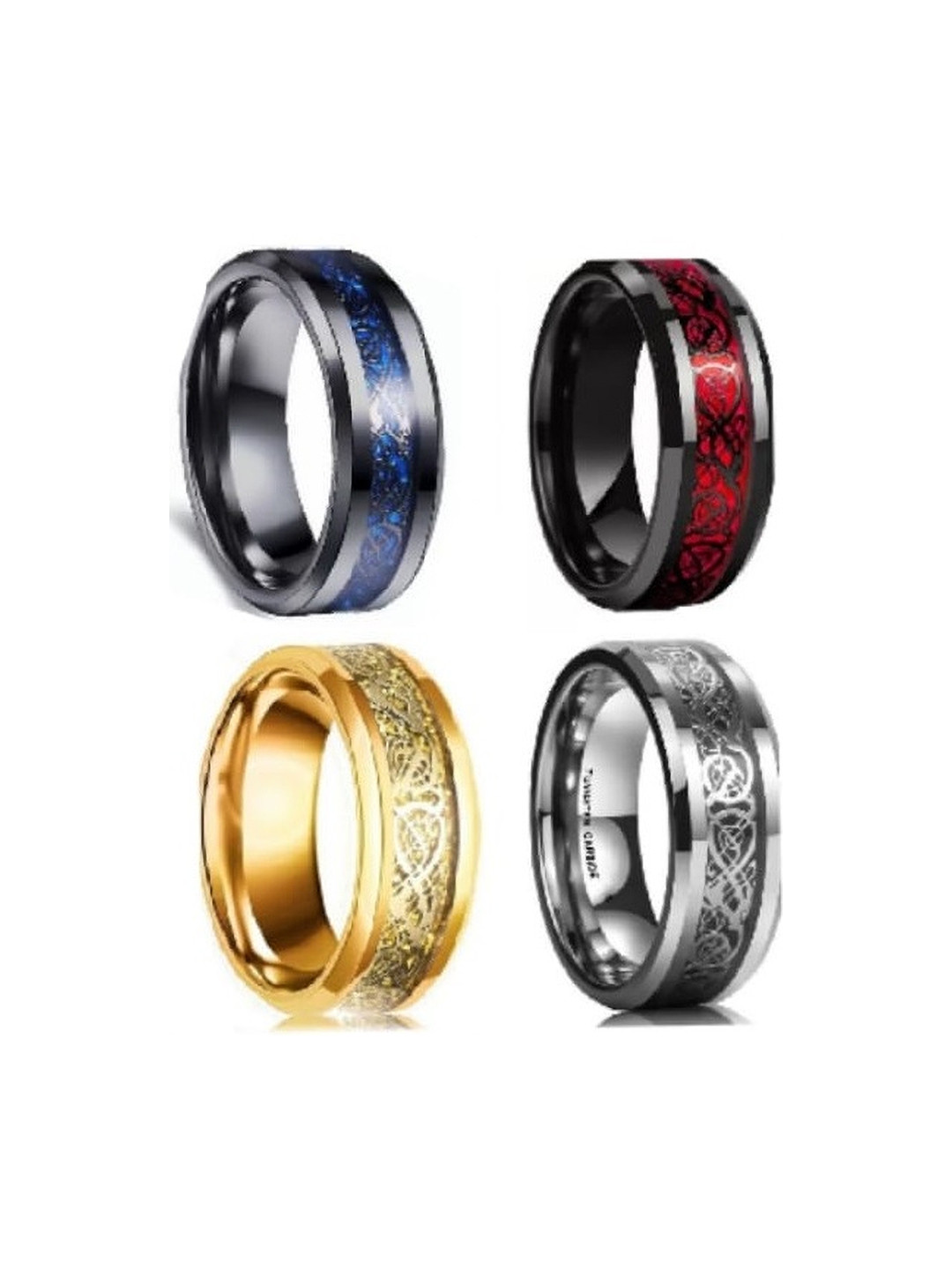 Lila Set Of 4 Textured Dragon Finger Ring