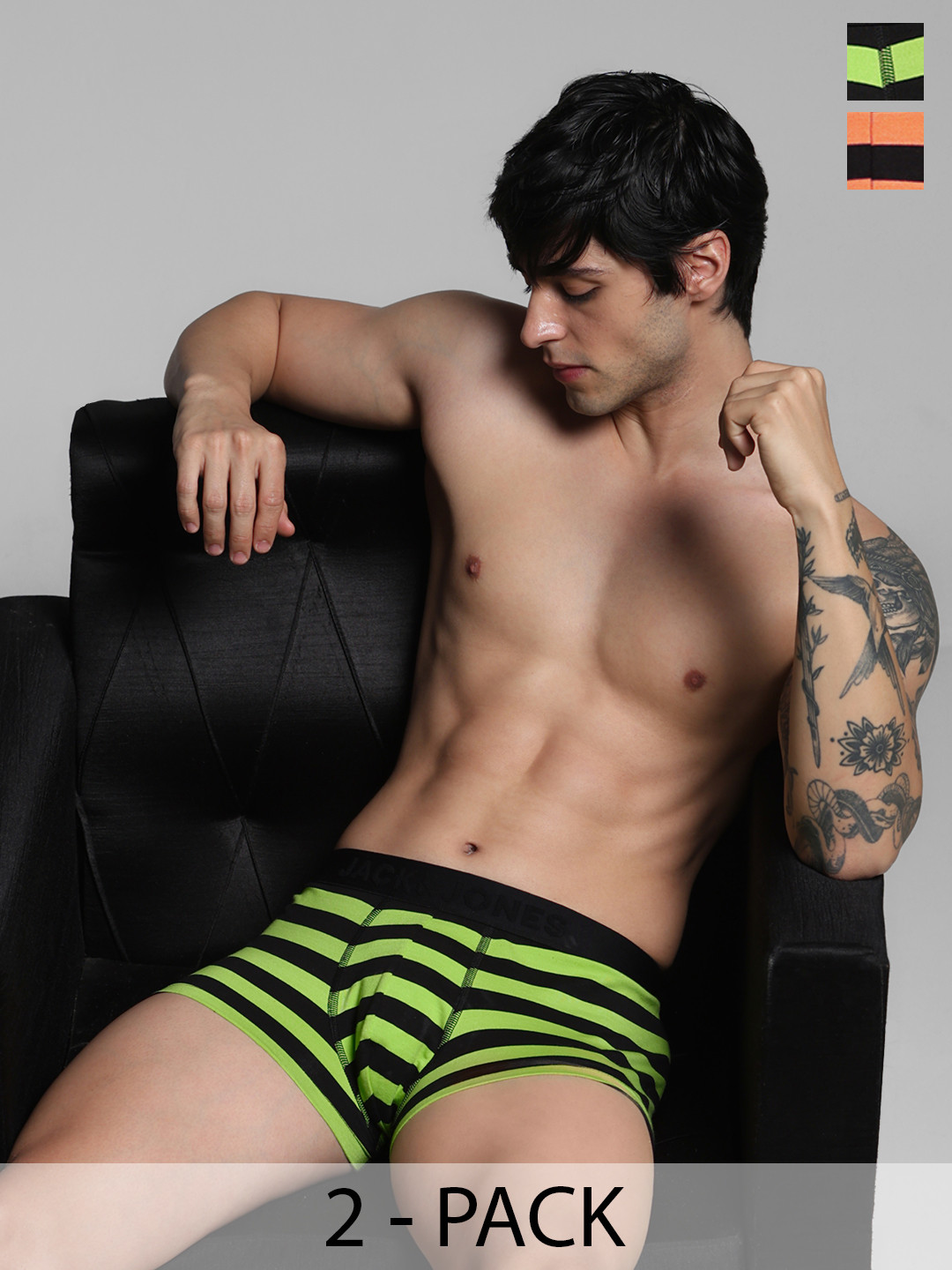 Jack & Jones Men Pack Of 2 Striped Breathability Trunks 9013168001